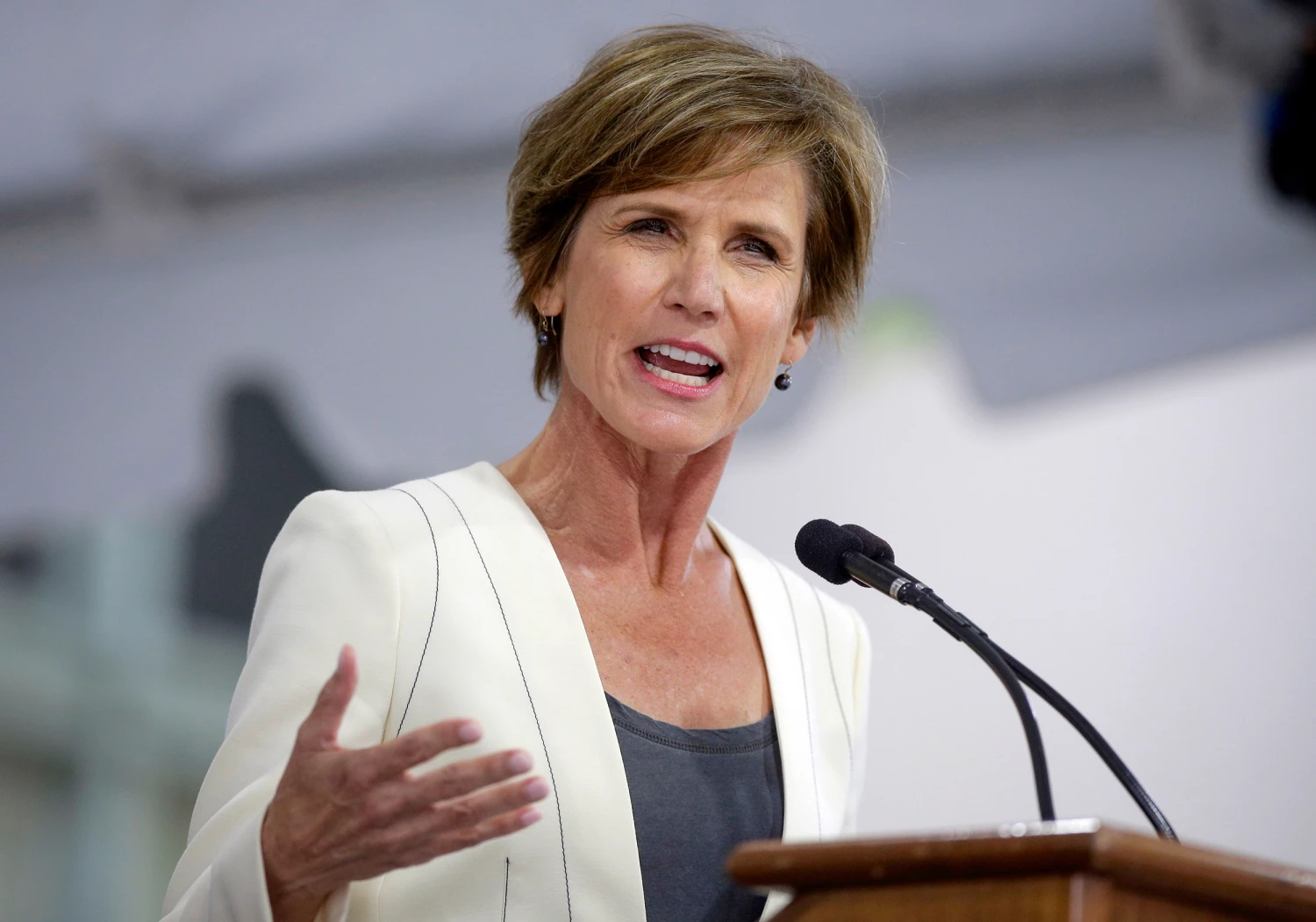 Former U.S. Deputy Attorney General Sally Yates speaks at Harvard University in Cambridge, Mass., May 24, 2017.