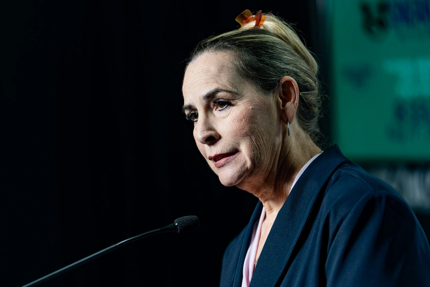 Democratic congressional candidate Bernadette Greene-Placentia participates in the 2026 AZ Clean Elections debate for the 8th Congressional District at Sneaky Big Studios in Scottsdale on Aug. 27, 2026.