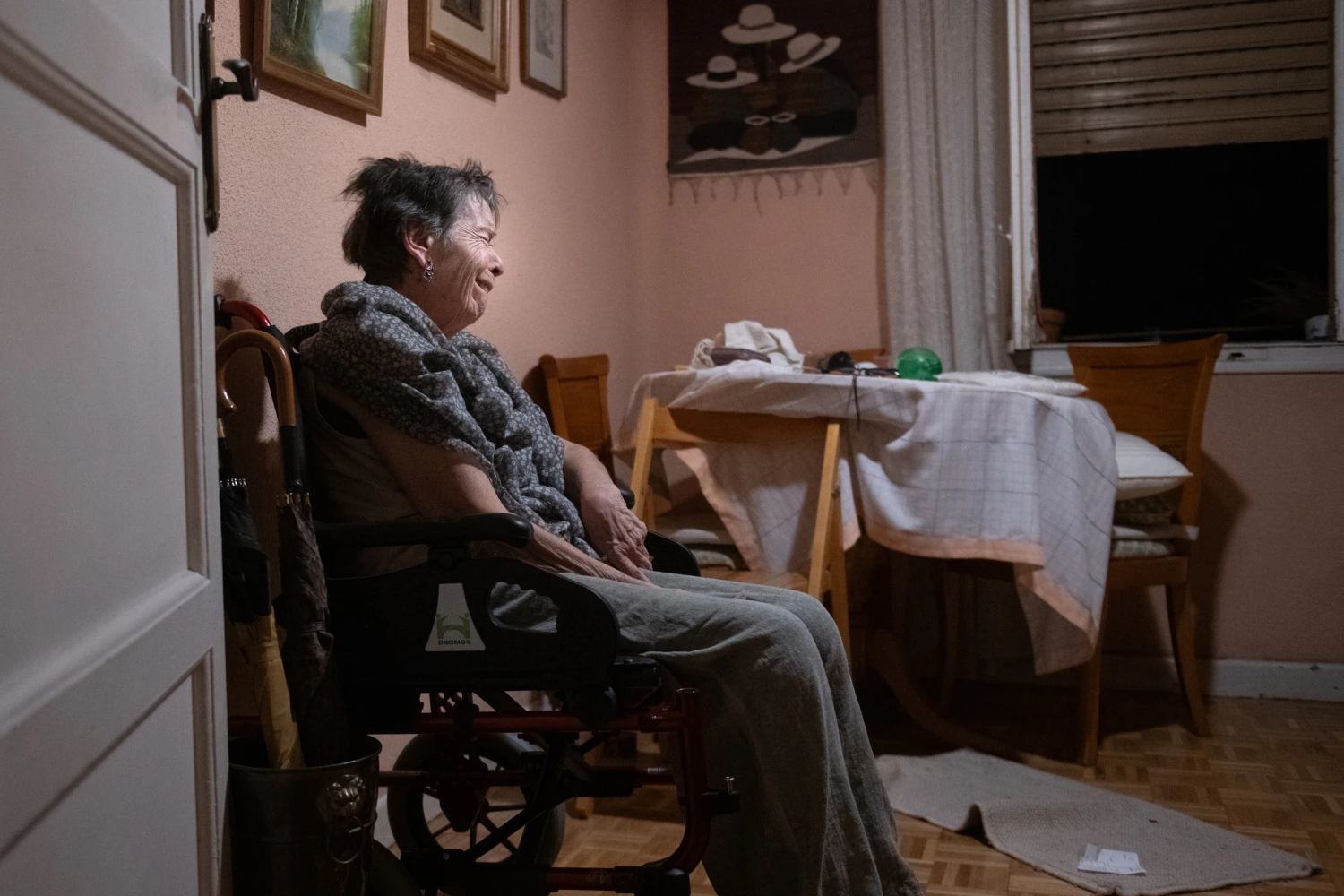 Maricarmen, 87, waits at home for police to arrive before being evicted from the home where she lived in Madrid on Sept. 23, 2026.