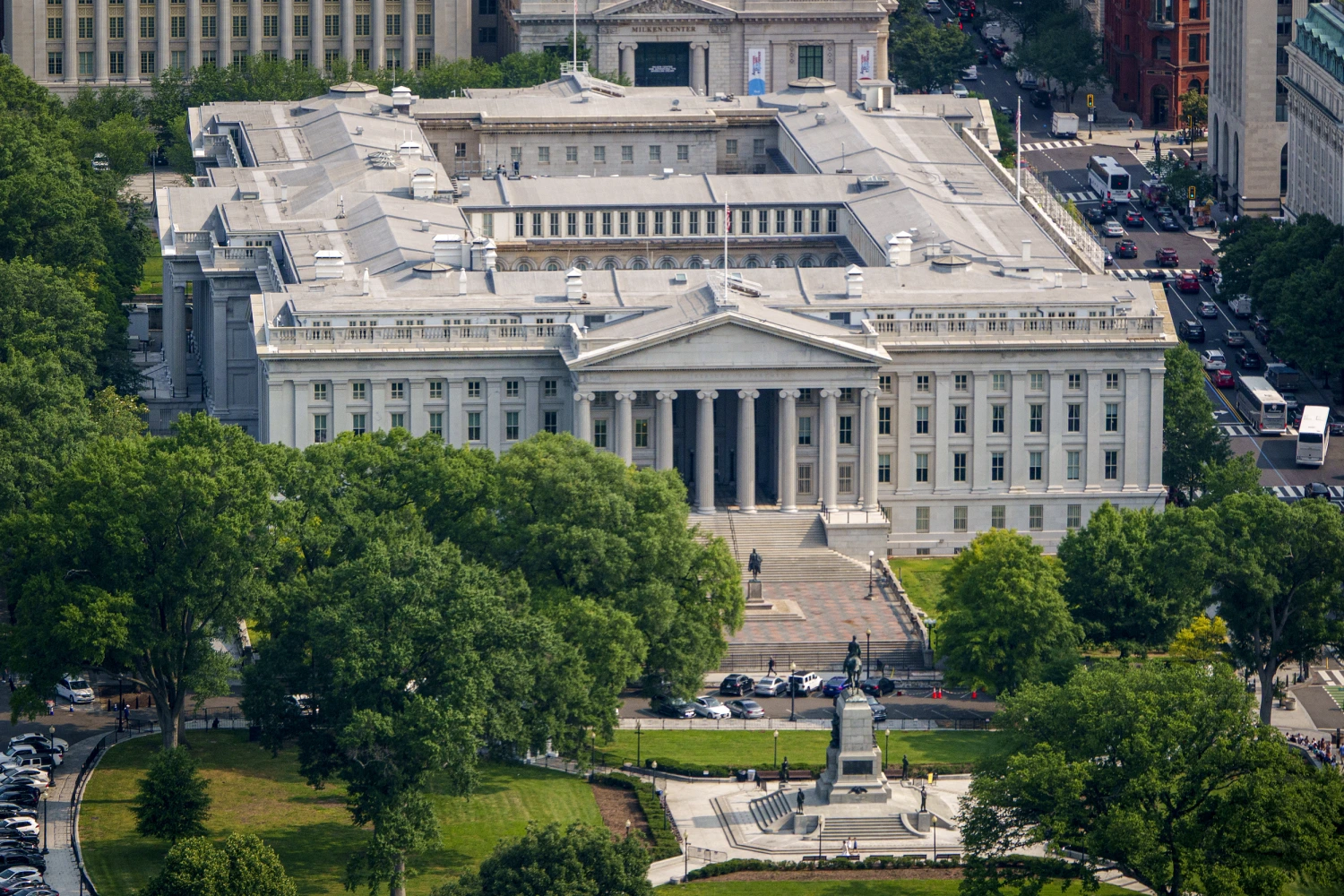 The U.S. Treasury Department headquarters.