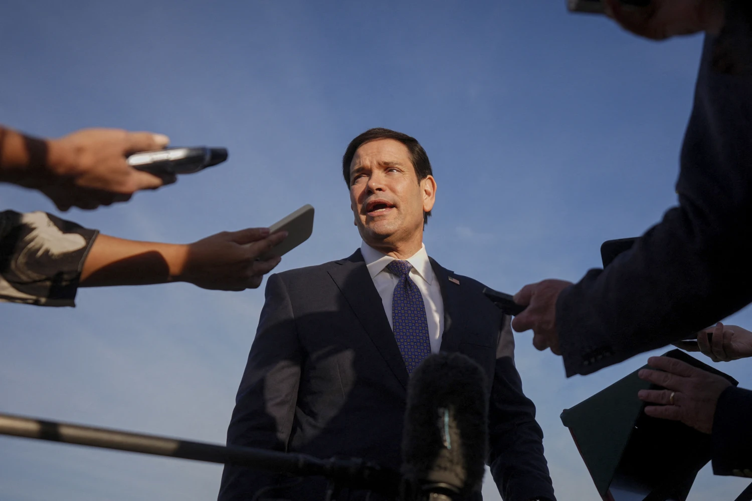 US Secretary of State Marco Rubio at Eleftherios Venizelos International Airport near Athens on Oct. 8, 2026.