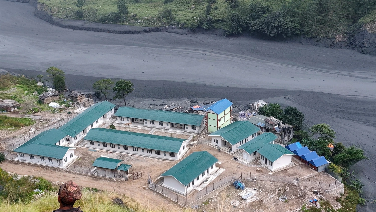 Damage is seen to a hydropower plant under construction along the Budhi Gandaki river, following a flash flood, in Nepal's Gorkha district on Oct. 11, 2026.