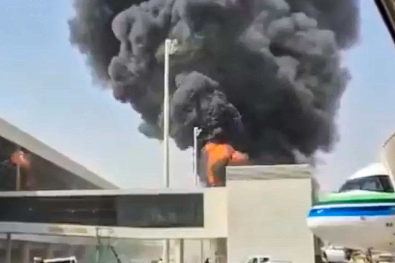 A fire at King Khalid International Airport in Riyadh, Saudi Arabia, on Oct. 9, 2026.