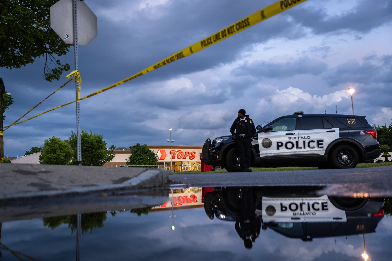 Tops Friendly Market on Jefferson Avenue in Buffalo, N.Y., on May 16, 2022, where 18-year-old gunman Payton Gendron killed ten people and wounded three others on Saturday.