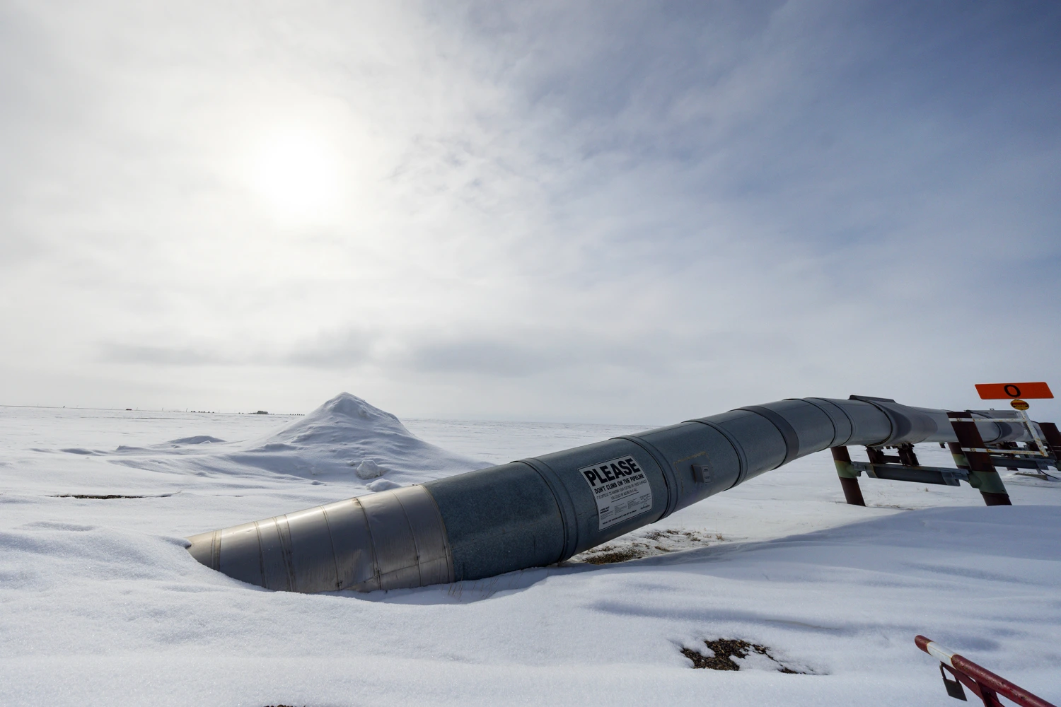 A view at the beginning point of the Trans Alaska Pipeline System (TAPS) on May 9, 2025 at Pump Station 1 in Prudhoe Bay, Alaska.