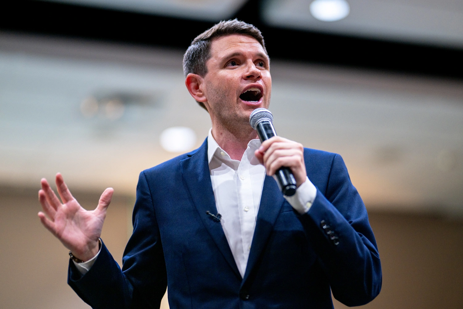 Democratic U.S. Senate candidate James Talarico speaks during a “Talarico for Texas: Frontera Tour” campaign rally at the International Center For Trade convention center on July 13, 2026 in Eagle Pass, Texas.