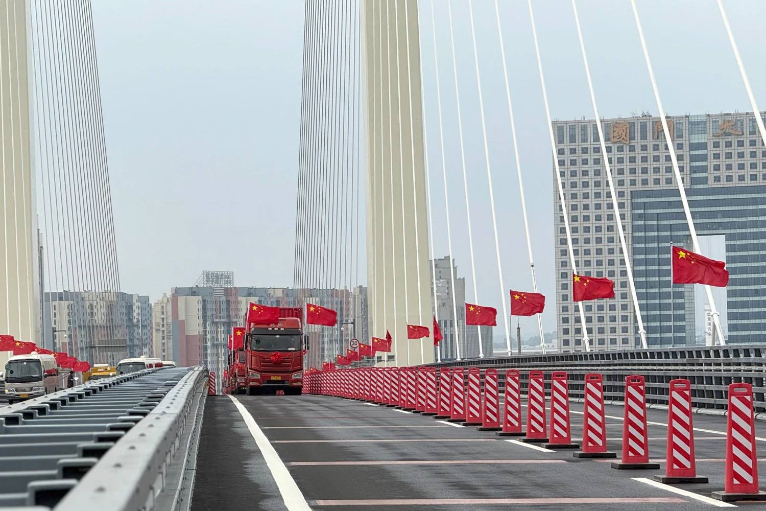An opening ceremony is held for a new bridge across the Yalu River, the border river of China and the Democratic People's Republic of Korea (DPRK), on Oct. 15, 2026.
China Dprk Yalu River New Bridge Opening Ceremony - 15 Oct 2026