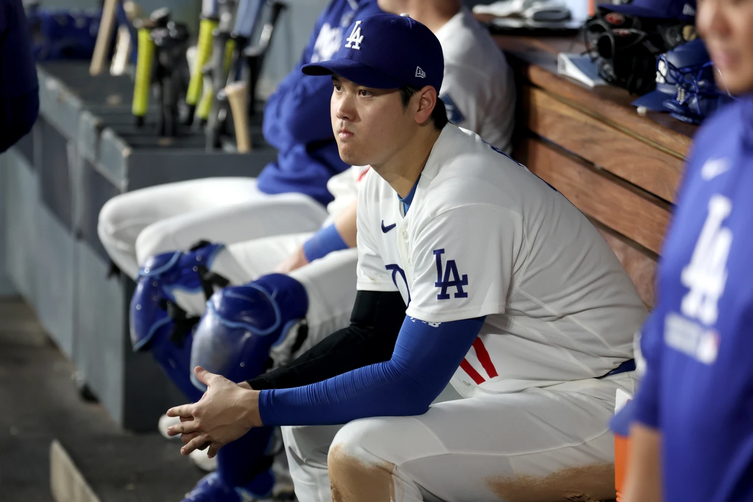 Shohei Ohtani #17 of the Los Angeles Dodgers on October 14, 2026 in Los Angeles, California.