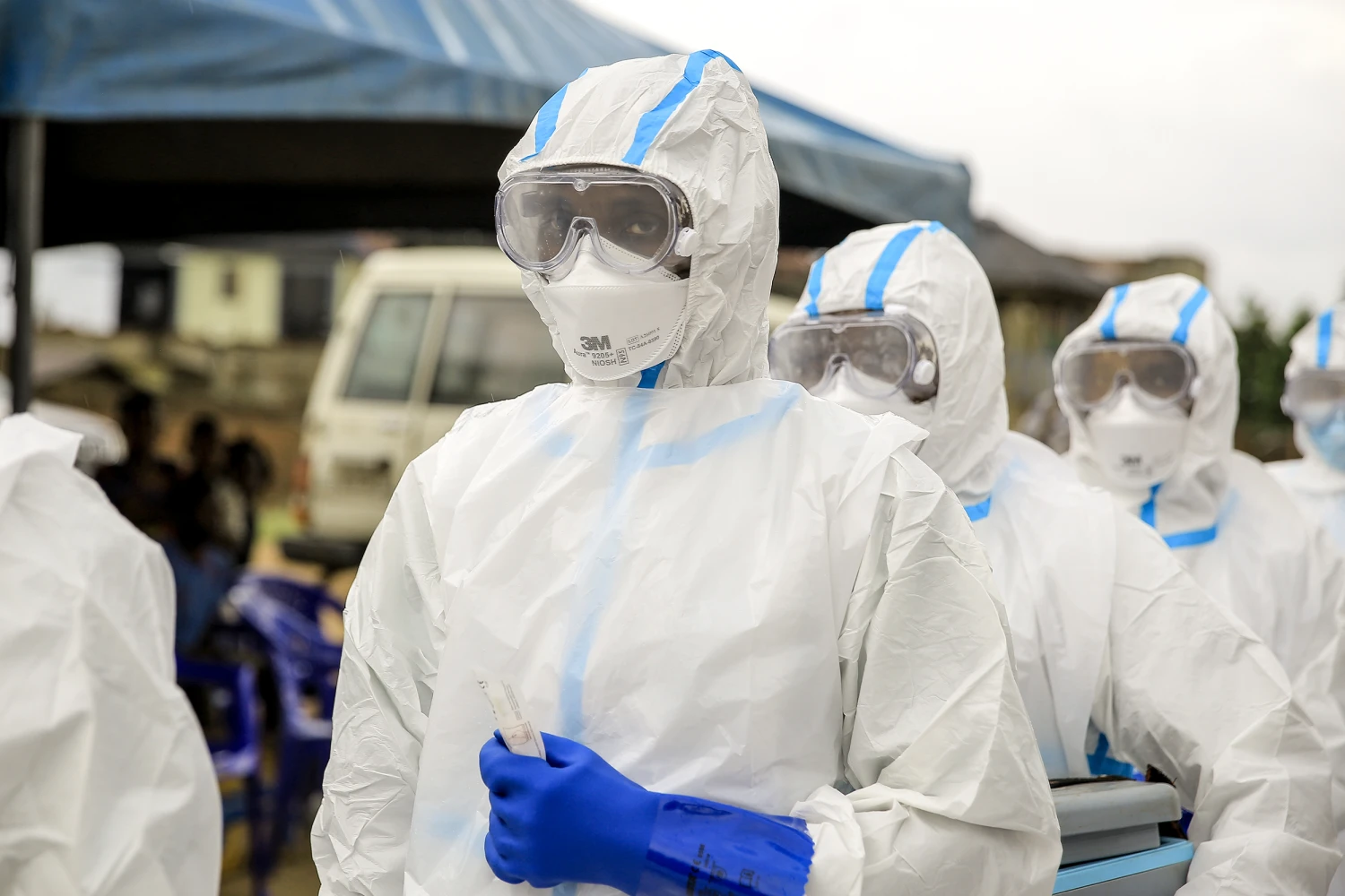 Ebola response teams organize a public demonstration to raise awareness about the Ebola virus disease in Beni, North Kivu province, eastern Congo, Tuesday, Sept. 22, 2026.