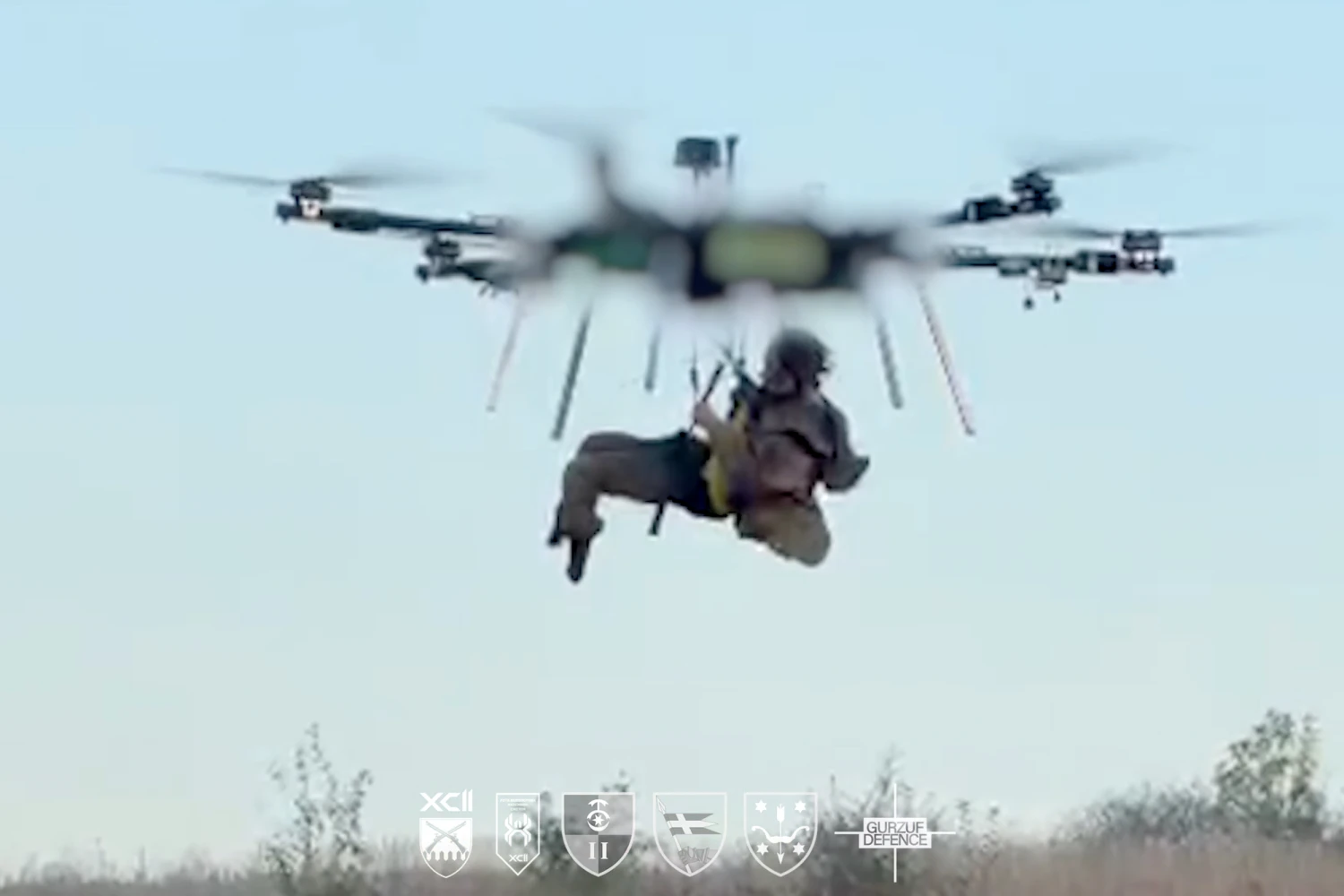 Ukraine's 92nd Separate Assault Brigade shares a video showing what it says is the world’s first evacuation of an injured soldier from the frontline carried out by a drone in a “historic” mission.