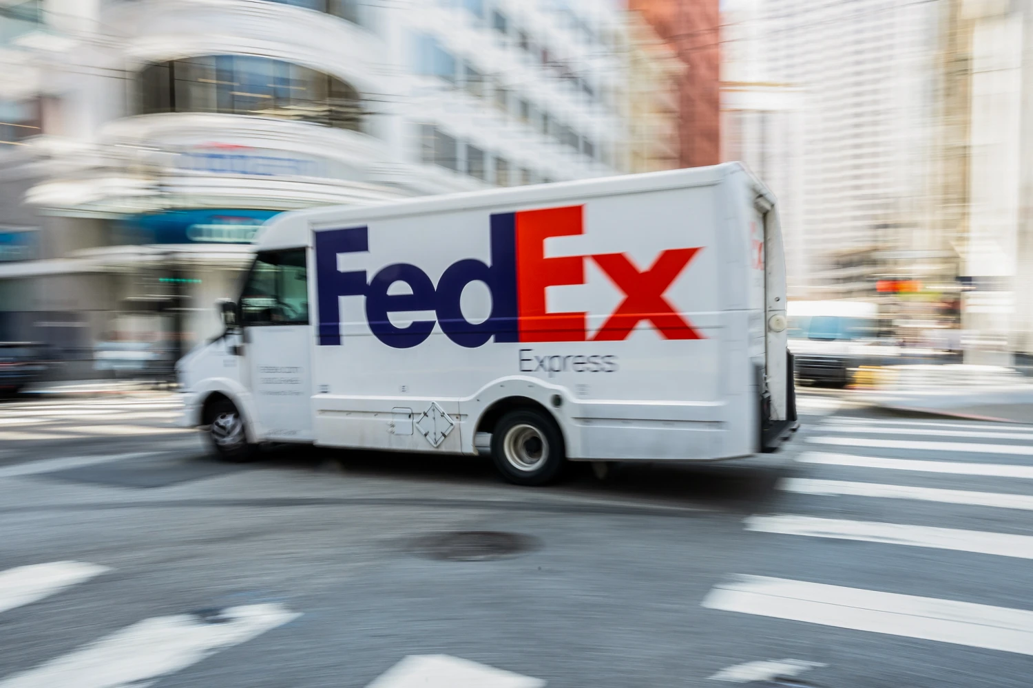 A FedEx truck in San Francisco, on June 23, 2025.