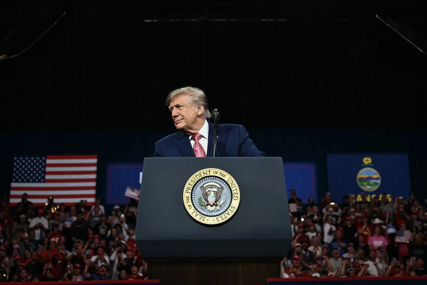 Trump speaks at Heartland Credit Union Arena in Park City.