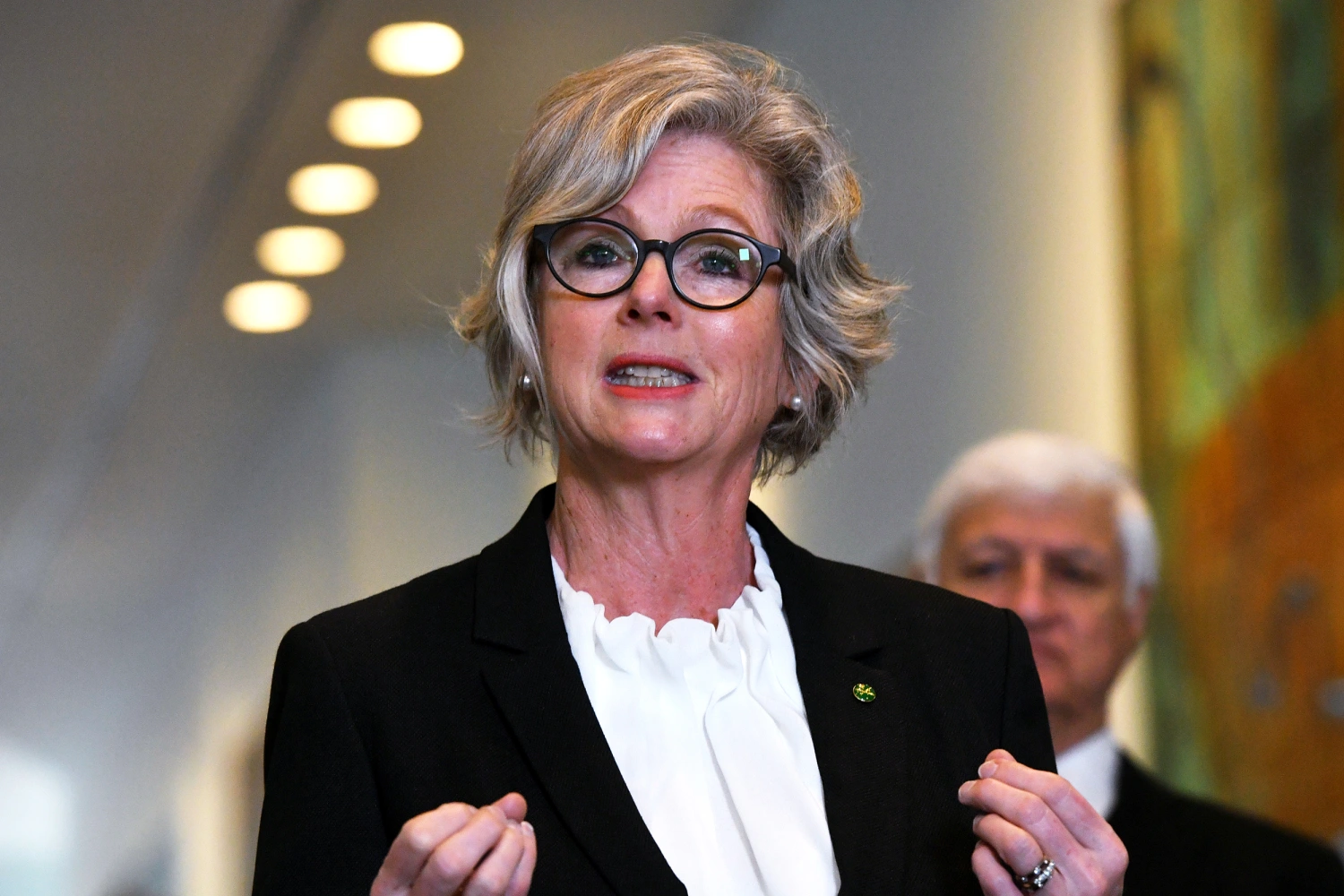 Independent member for Indi, Helen Haines during a press conference in the Mural Hall at Parliament House on June 11, 2020 in Canberra, Australia.