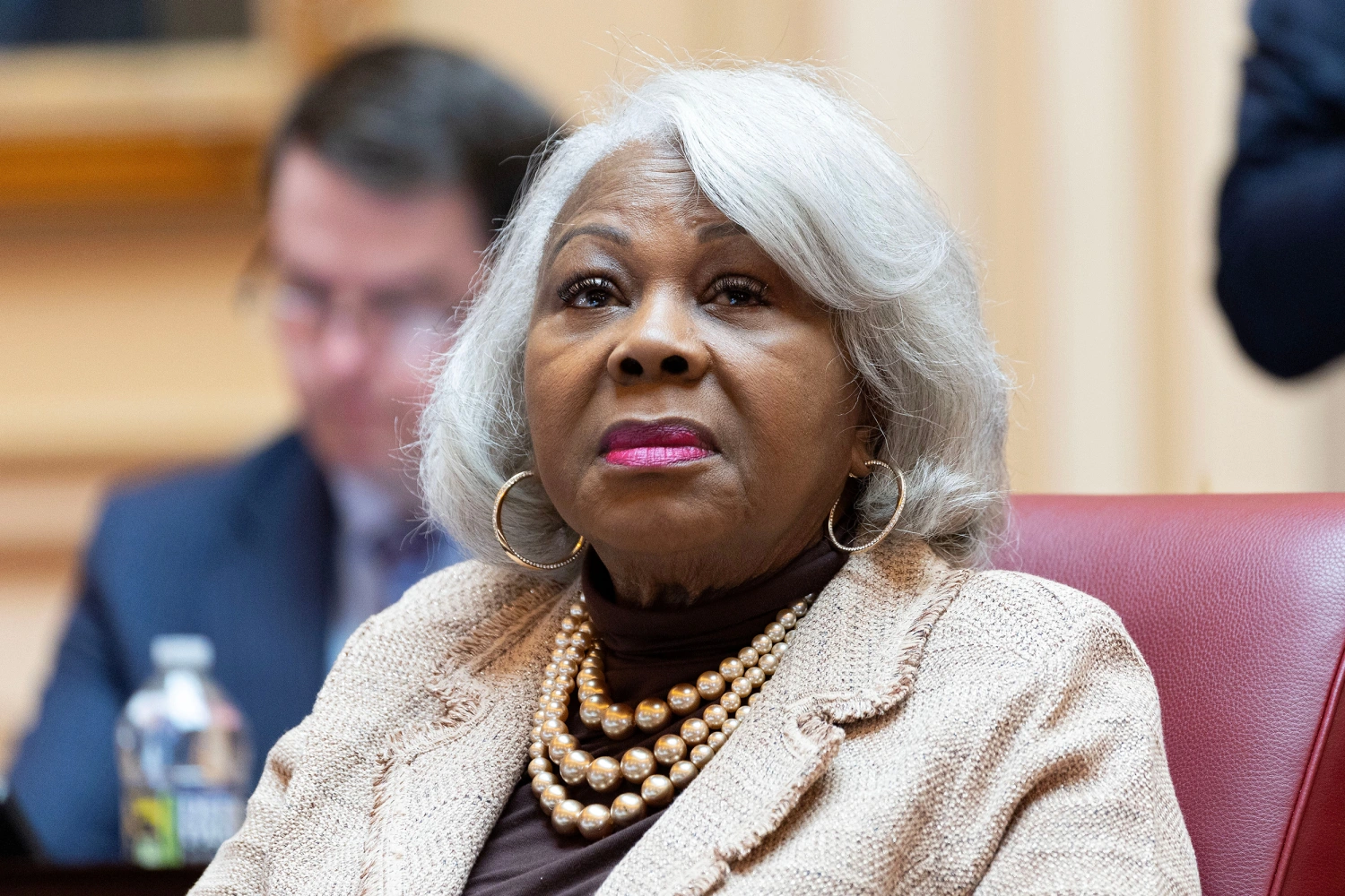 Virginia Senate President pro tempore Louise Lucas, D-Portsmouth, listens to debate on the Senate floor, Tuesday, Feb. 17, 2026, in Richmond, Va.