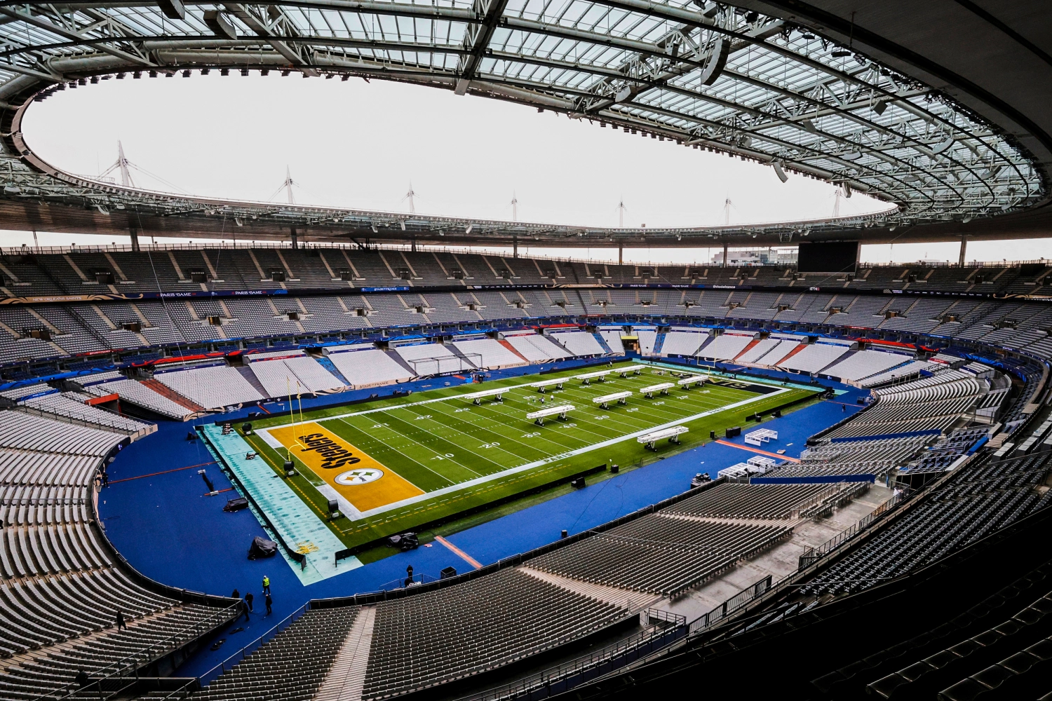 The Stade de France on Oct. 22, 2026, in Saint-Denis, north of Paris, ahead of Sunday's game between the Pittsburgh Steelers and the New Orleans Saints.