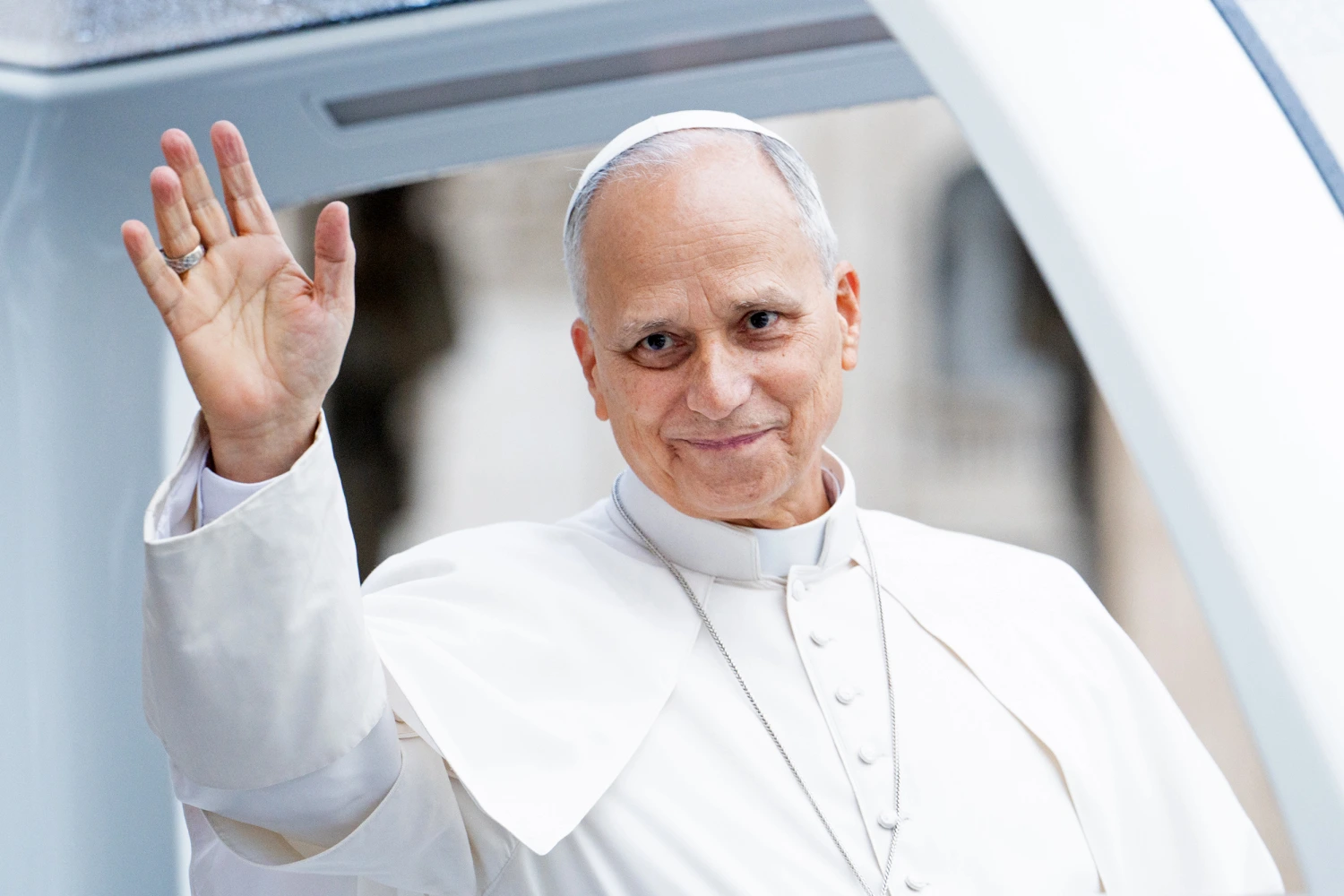 Pope Leo XIV is portrayed during the weekly general audience at St. Peter's Square in Vatican City on October 21, 2026.