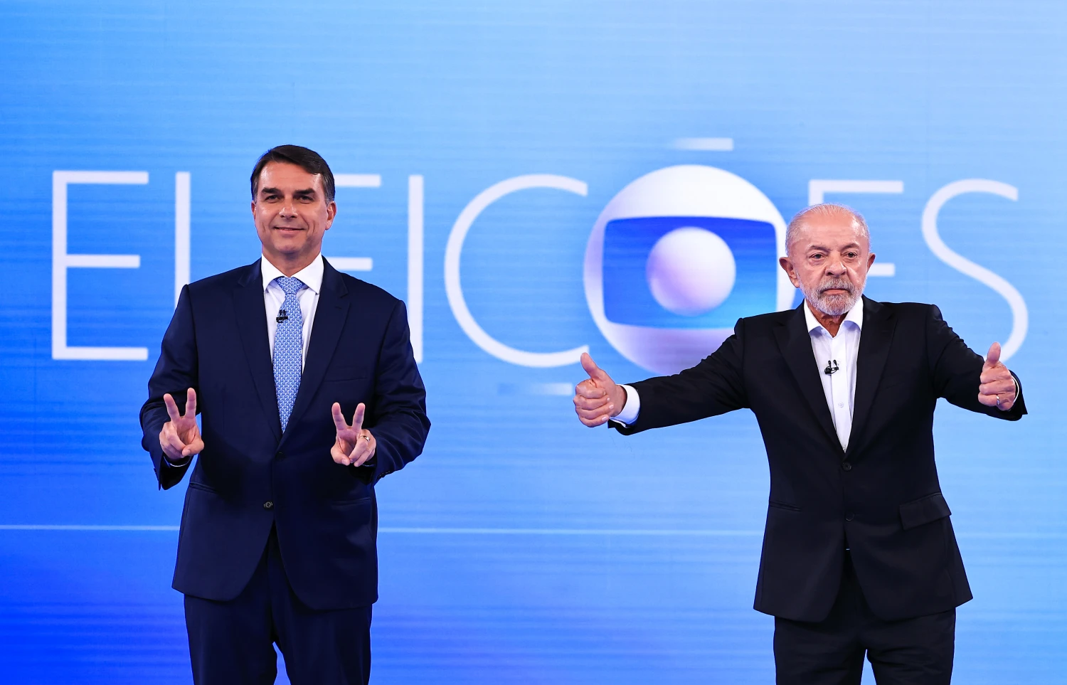Presidential candidate Flavio Bolsonaro and Brazil's incumbent president Luiz Inácio Lula Da Silva debate on Oct. 23 ahead of the presidential runoff.