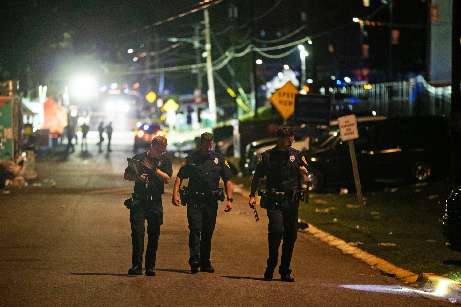Tallahassee police officers at the scene of a shooting that occurred near Florida A&M University’s Bragg Memorial Stadium on Saturday.