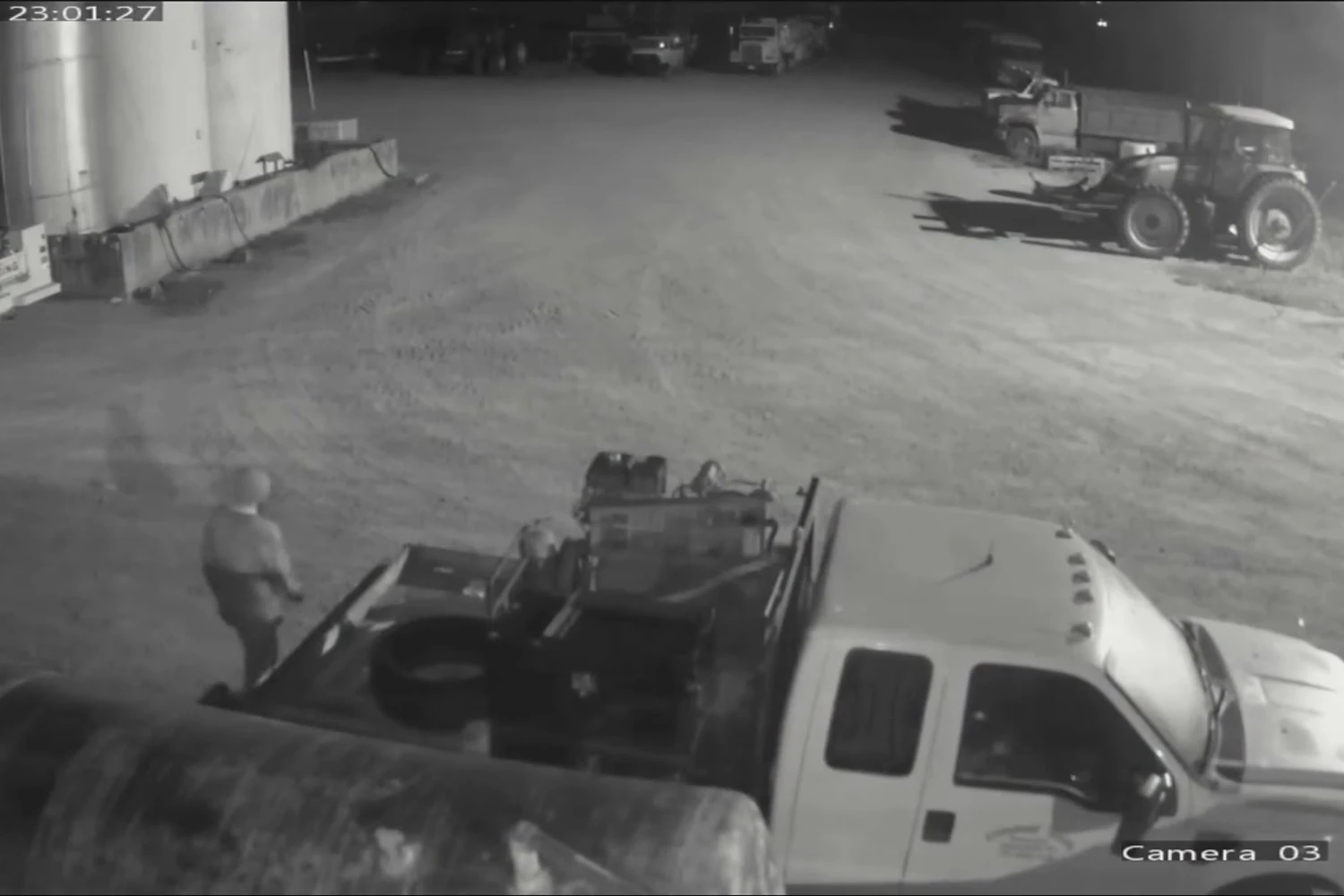 Security video captured Morley driving away in a flatbed truck.
