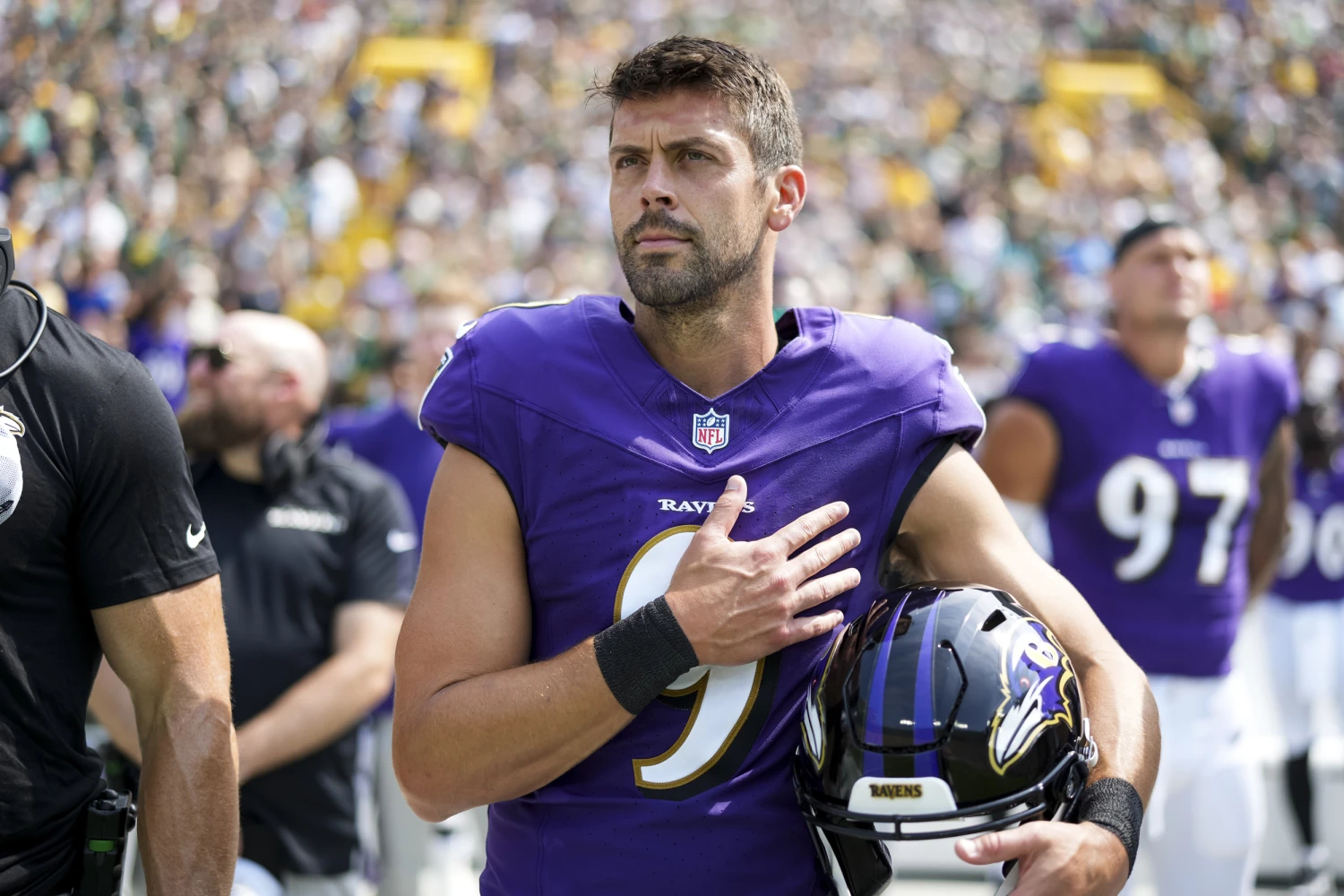 Justin Tucker with the Baltimore Ravens in 2024.