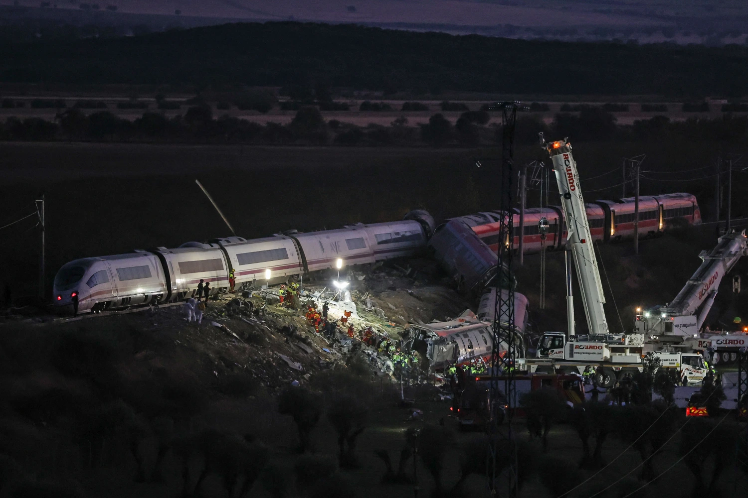 Emergency personnel at the scene of the crash Wednesday near Toledo.