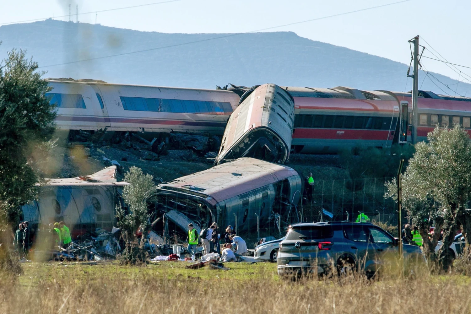 Two trains collided at the station.