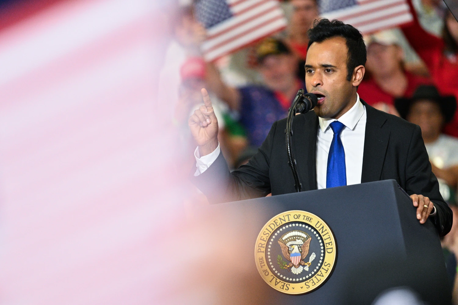 Republican gubernatorial candidate Vivek Ramaswamy at a campaign rally at the Shoemaker Center at Ohio University Chillicothe in Chillicothe, Ohio, on Oct. 28, 2026.