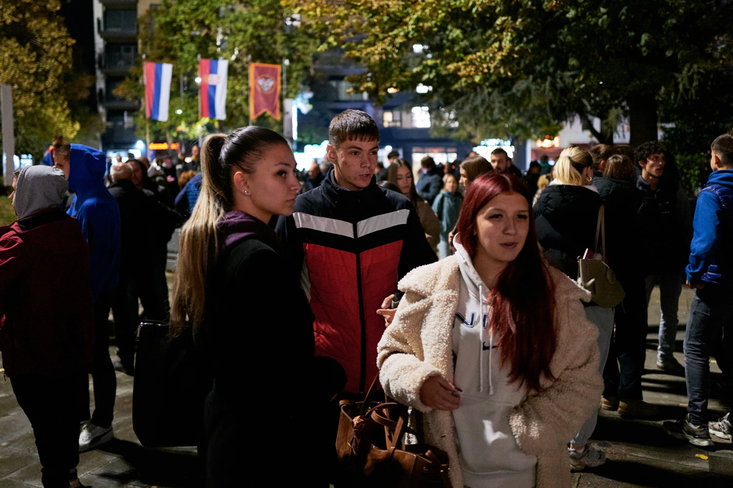 ]Members of the Student List gather in the city centre on October 27, 2026, in Valjevo, Serbia.