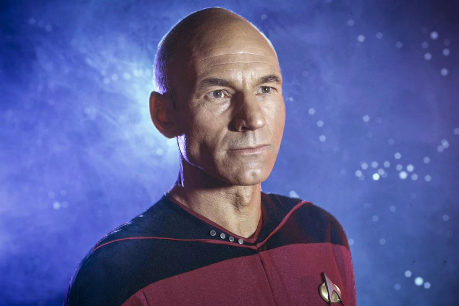 Patrick Stewart as Captain Jean-Luc Picard in Star Trek.