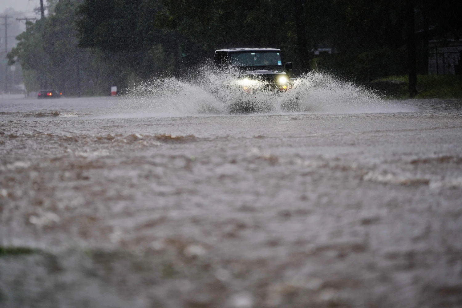 Heavy rains flooded a roadway in San Antonio, Texas, on Oct. 1, 2026.