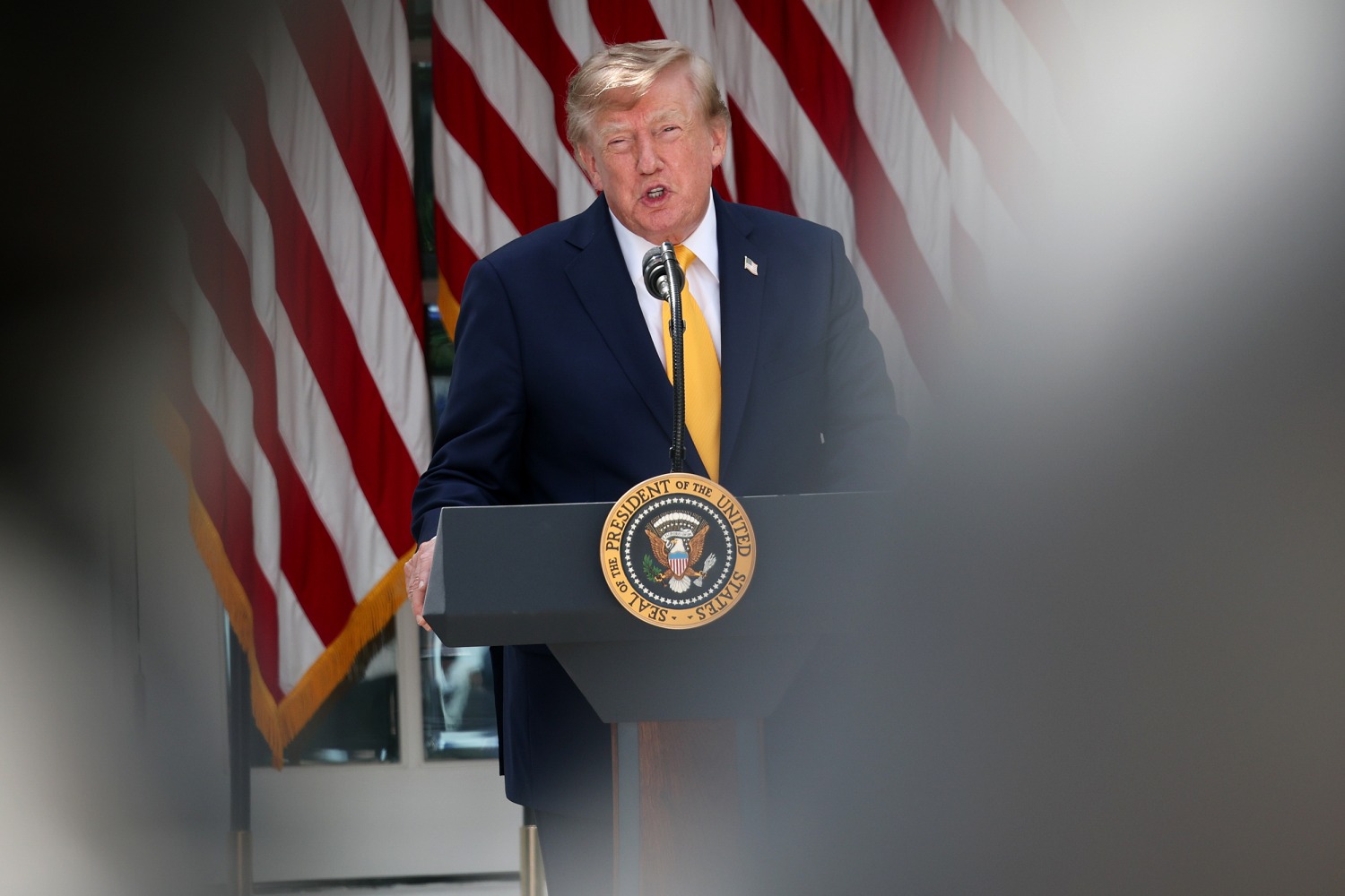U.S. President Donald Trump speaks during an event in the Rose Garden of the White House on August 24, 2026 in Washington, DC.
