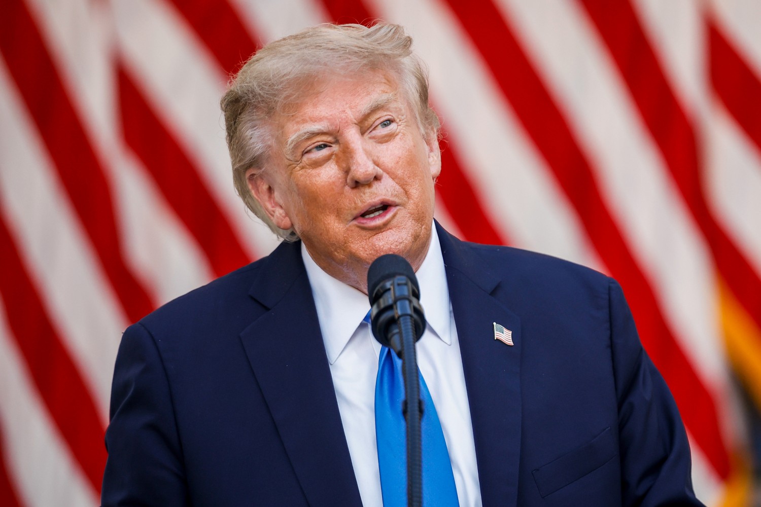 U.S. President Donald Trump speaks as he hosts a dinner in the Rose Garden at the White House on September 02, 2026 in Washington, D.C.
