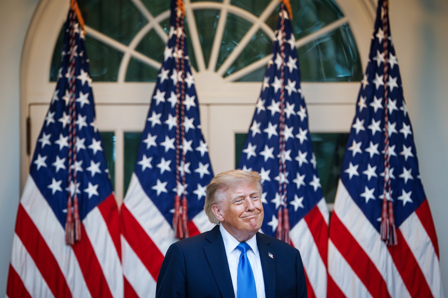 US President Donald Trump arrives to speak during an end of summer barbeque with Republican lawmakers in the Rose Garden of the White House in Washington, DC, on Wed., Sept. 2, 2026.