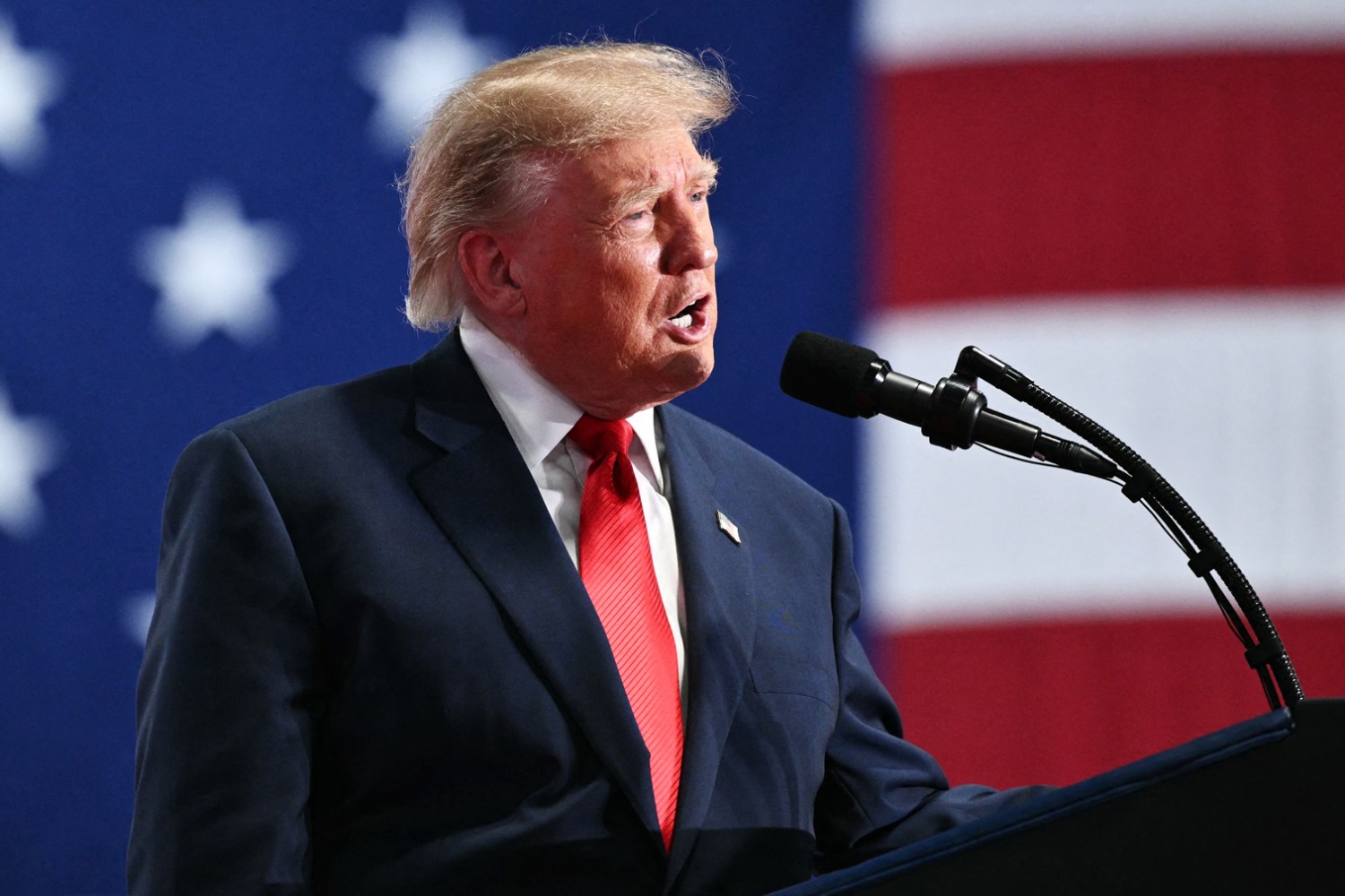 President Donald Trump at a campaign rally in Syracuse, New York, on October 9, 2026.