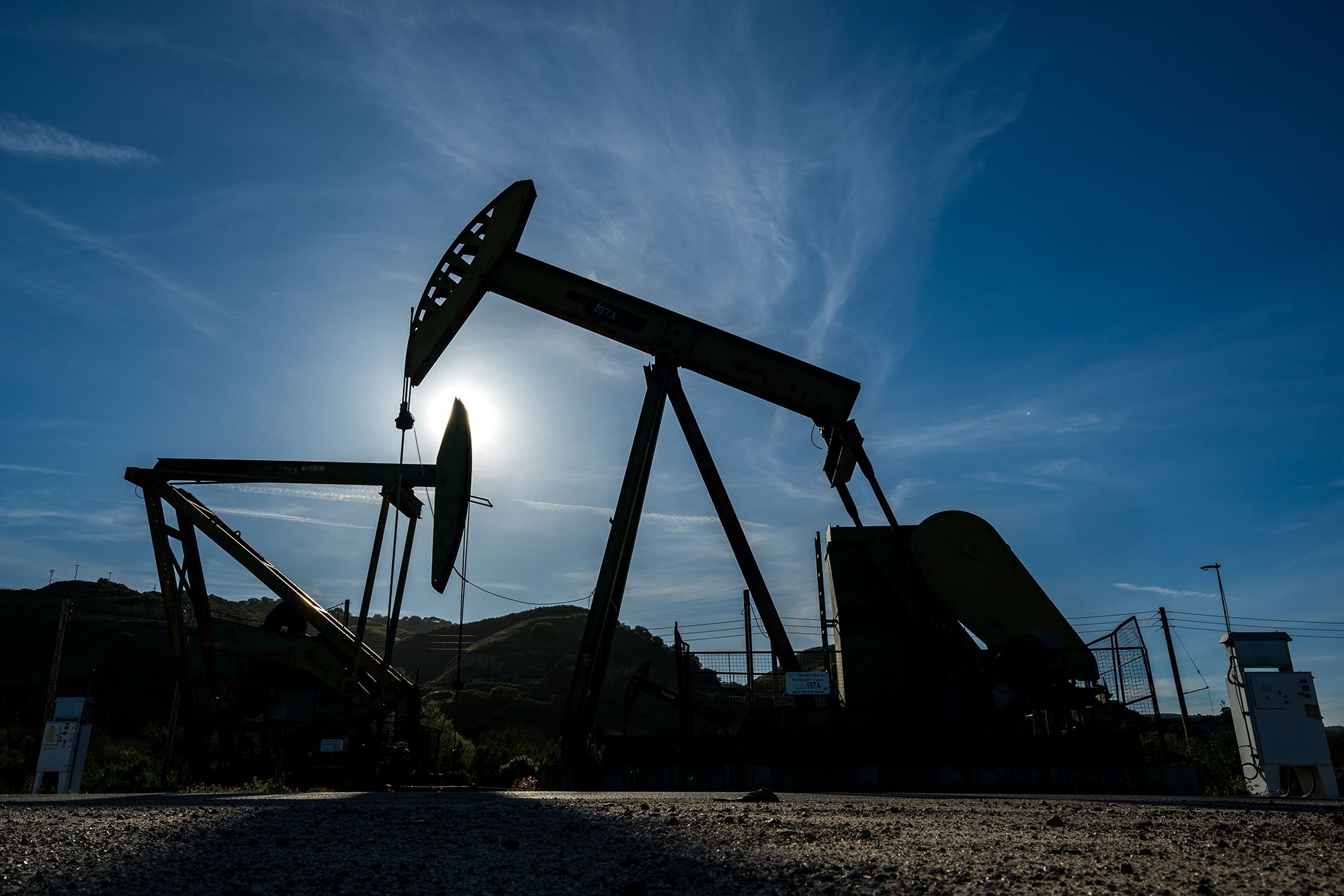 Wells at an oil field in San Ardo, California, on March 9, 2026.