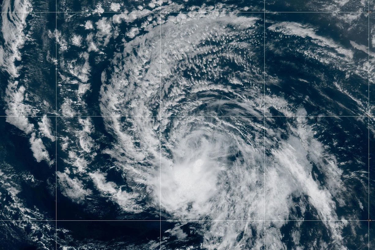 This satellite image released by NOAA shows Tropical Storm Dolly over the Atlantic Ocean in August.