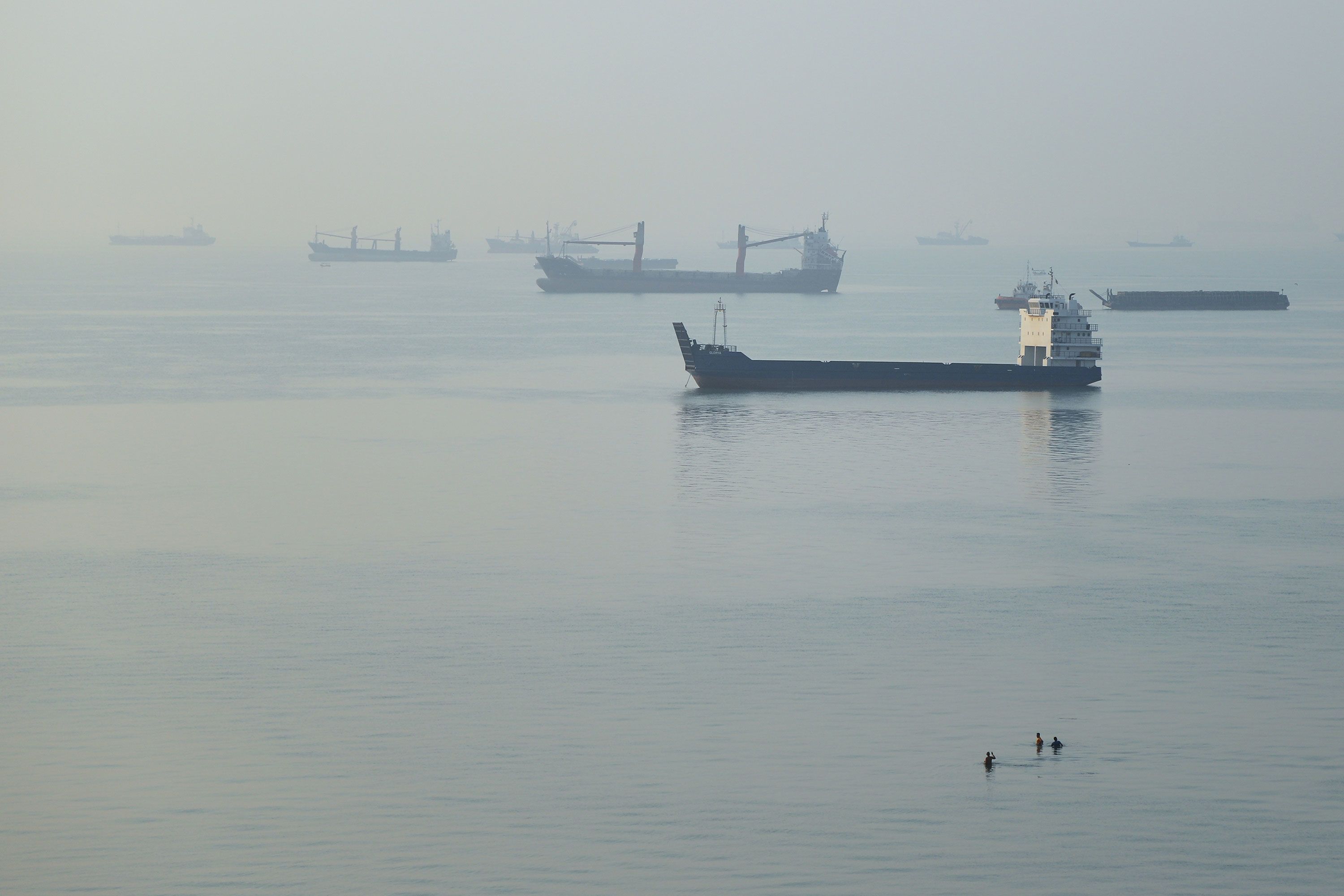 Cargo ships in the Strait of Hormuz off Bandar Abbas, Iran, on September 28, 2026.