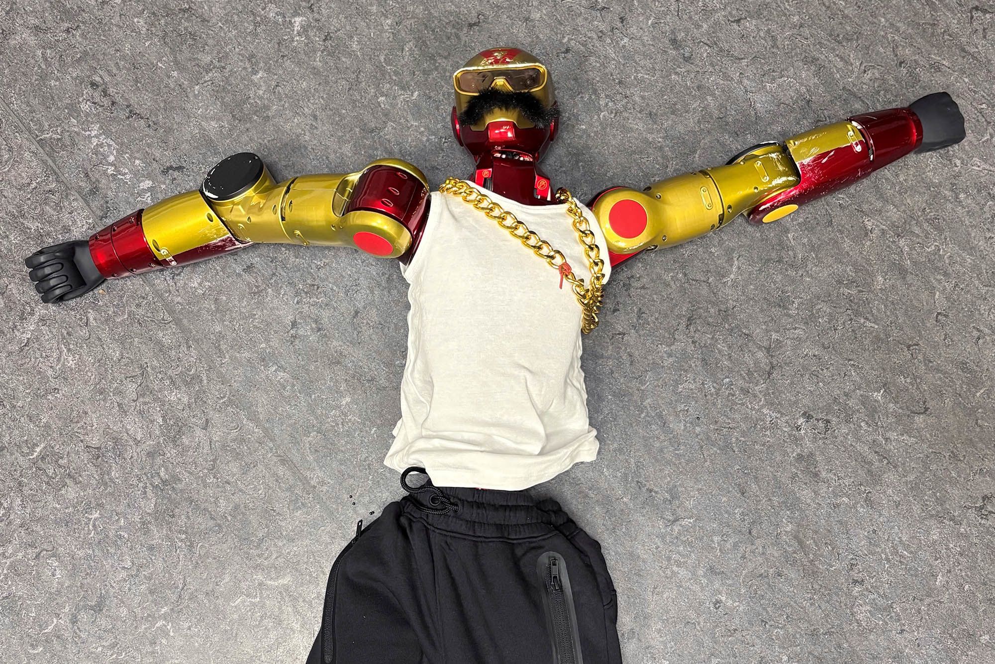 The robot, that was seized by police as evidence, in Cologne, Germany, on Sunday.