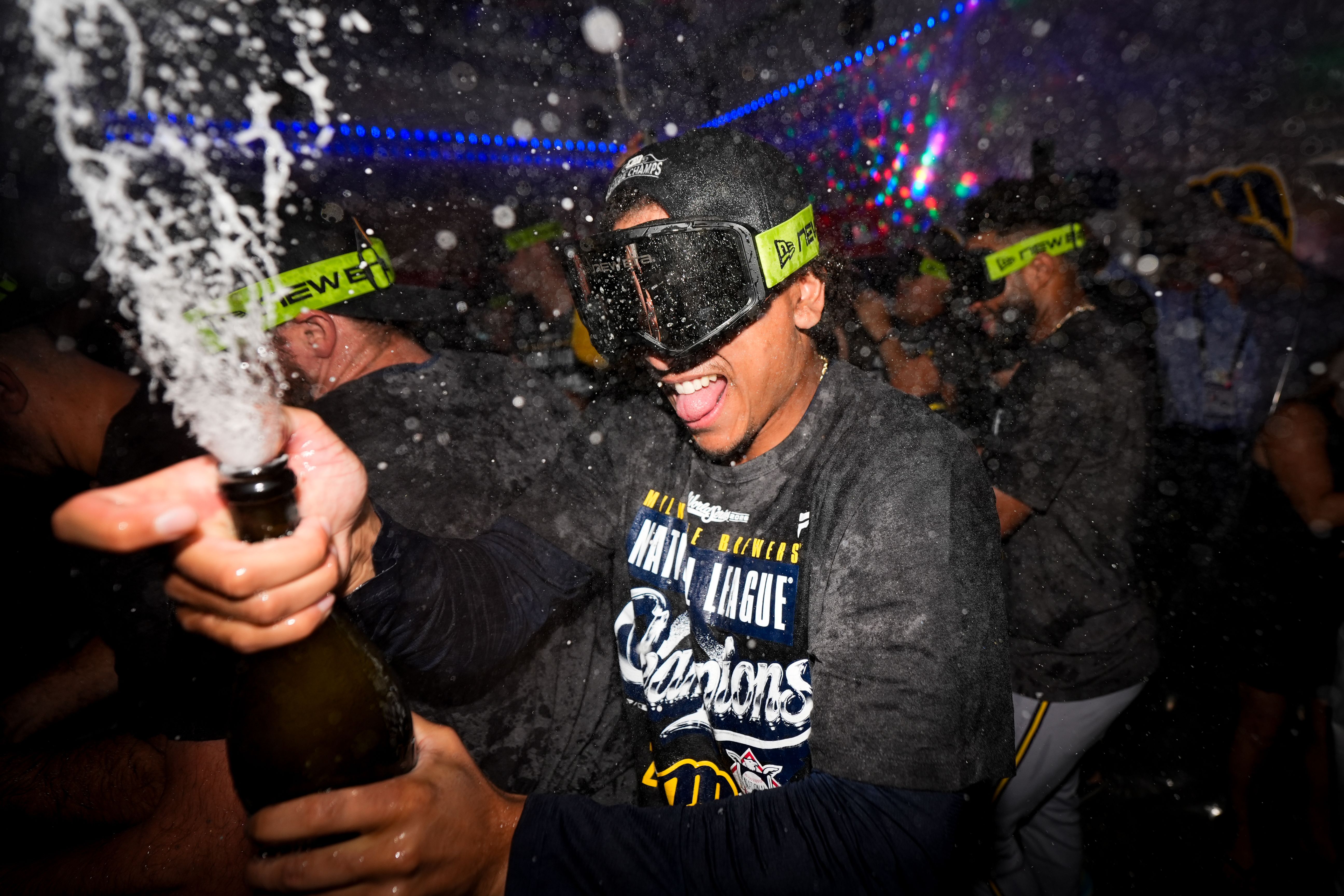 The champagne was flowing at Dodger Stadium on Thursday night after the Milwaukee Brewers booked their spot in the World Series.