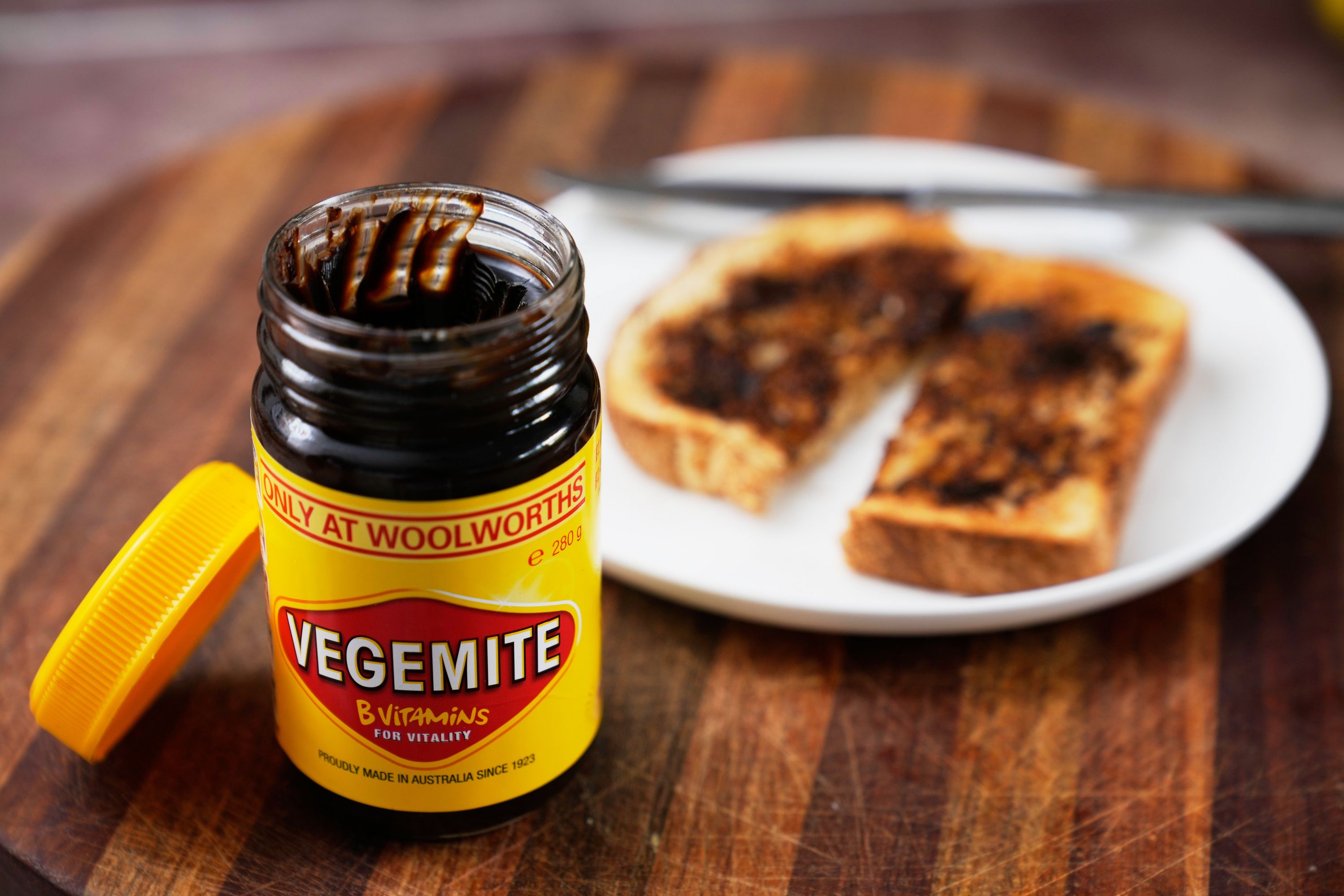 Vegemite, pictured with a piece of toast, is very popular in Australia.