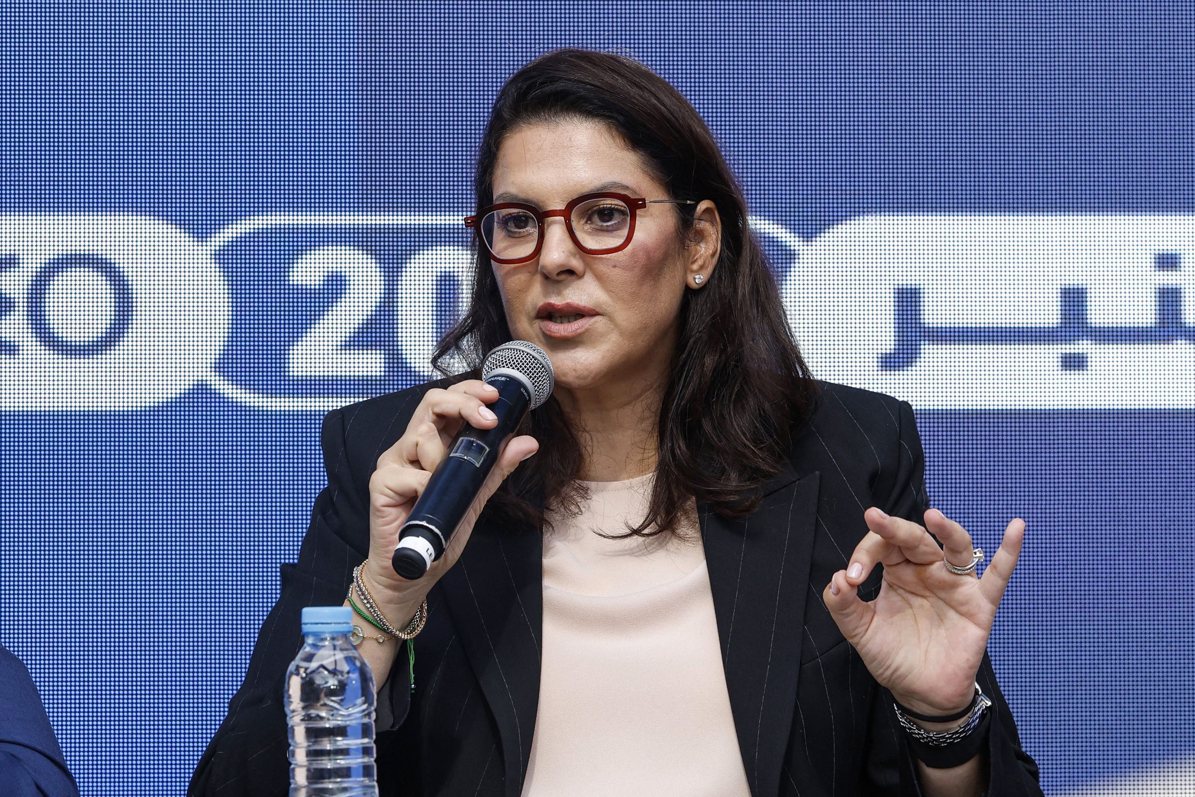 Member of the collective leadership of Morocco's Authenticity and Modernity Party (PAM), Fatima Ezzahra El Mansouri, who is also Morocco's Minister of National Planning, Urban Planning, Housing and Urban Policy and Mayor of Marrakesh, speaks during a press conference at the PAM headquarters in Rabat following the announcement of the provisional results of Morocco's legislative elections on September 24, 2026.