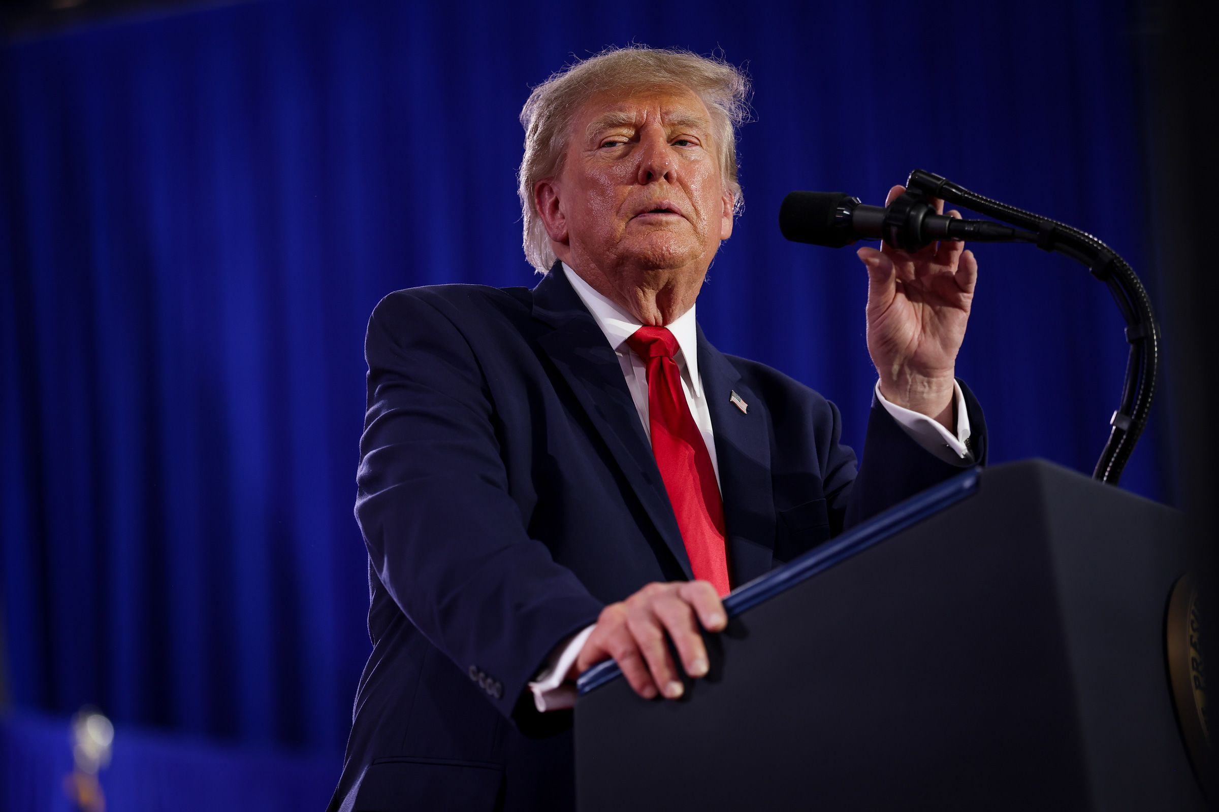US President Donald Trump speaks at a rally in Sioux City, Iowa, on October 22.