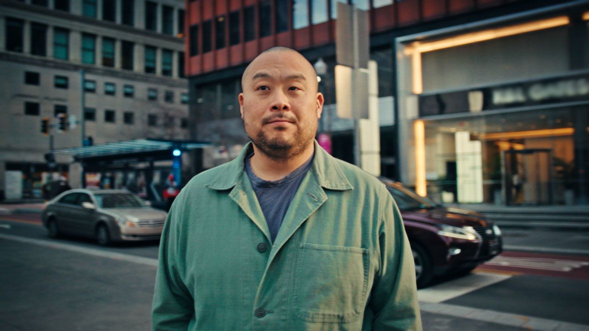 David Chang on the streets of Pittsburgh.