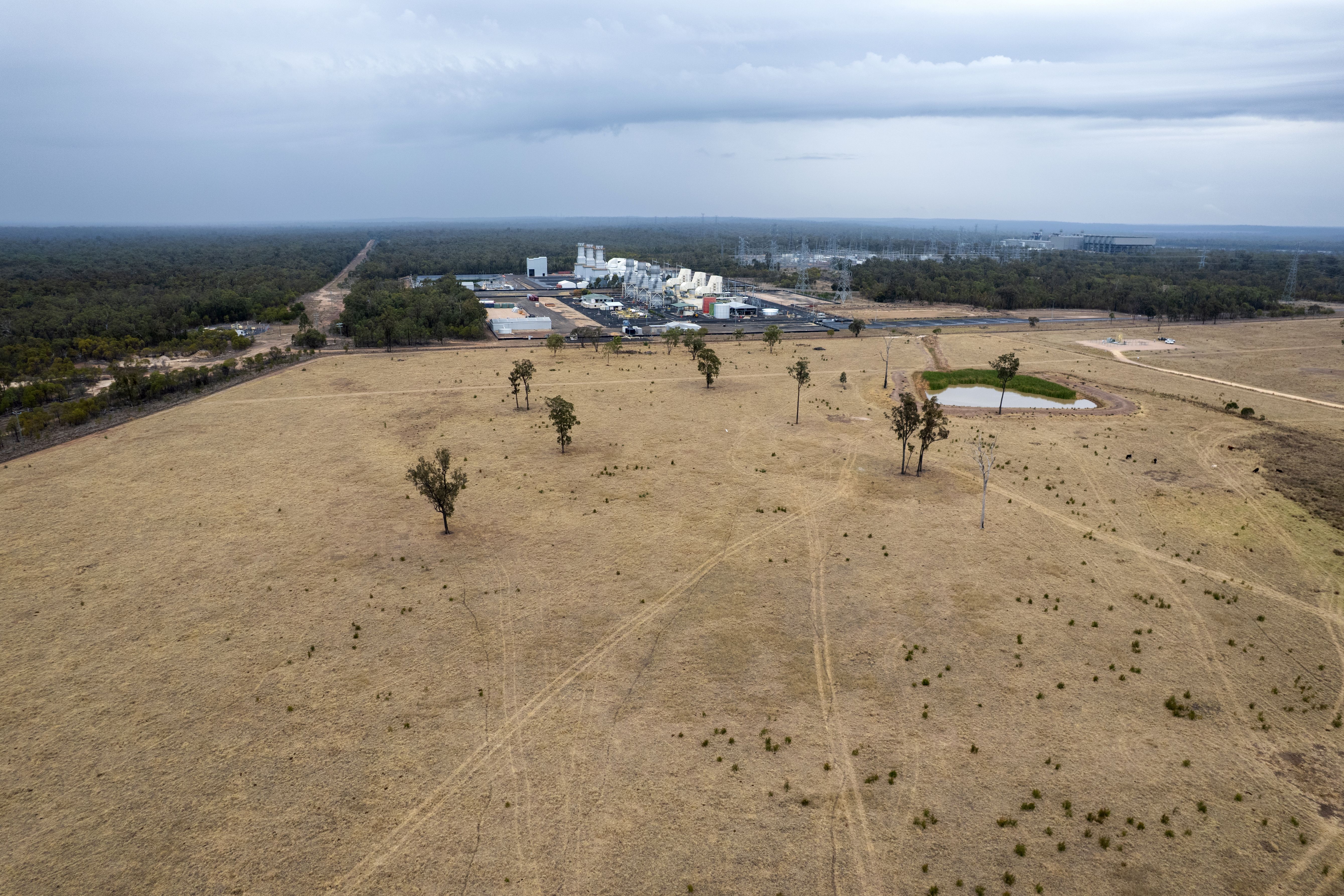 An aerial view of the site of a proposed AI datacenter near Dalby, Australia, on October 10, 2026.
