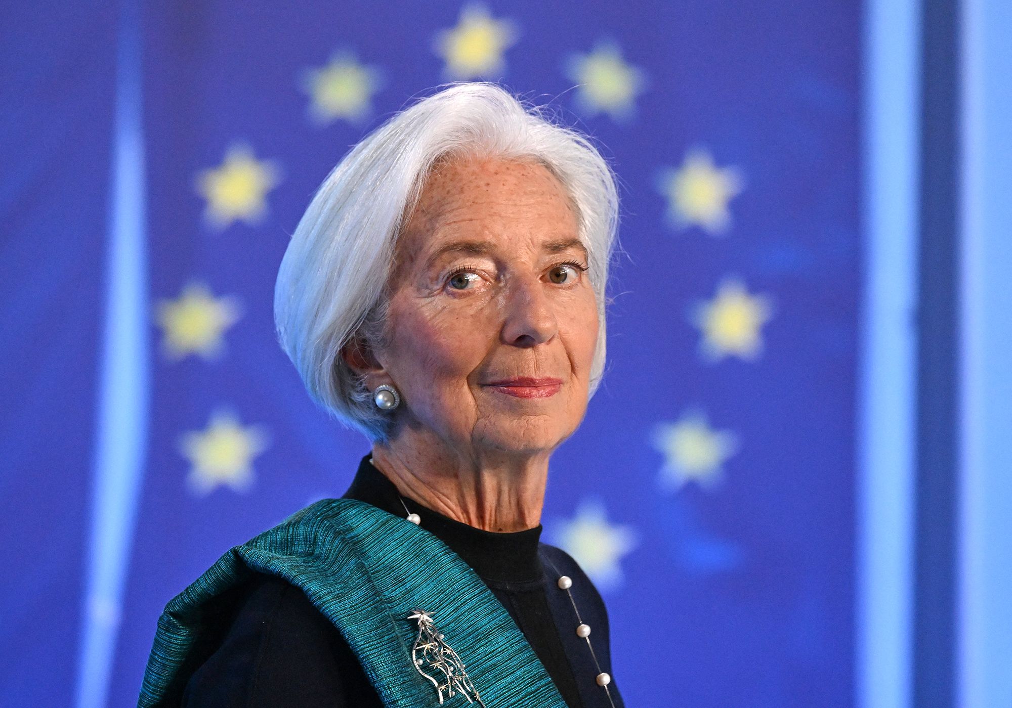 Former European Central Bank (ECB) President Christine Lagarde attends a press conference on the Eurozone's monetary policy, at the central bank's headquarters in Frankfurt am Main, Germany, on December 18, 2025.