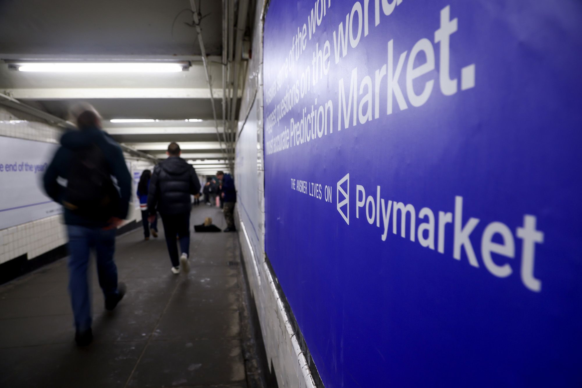 A Polymarket advertisement in a subway station in New York, US, on Thursday, Feb. 5, 2026.