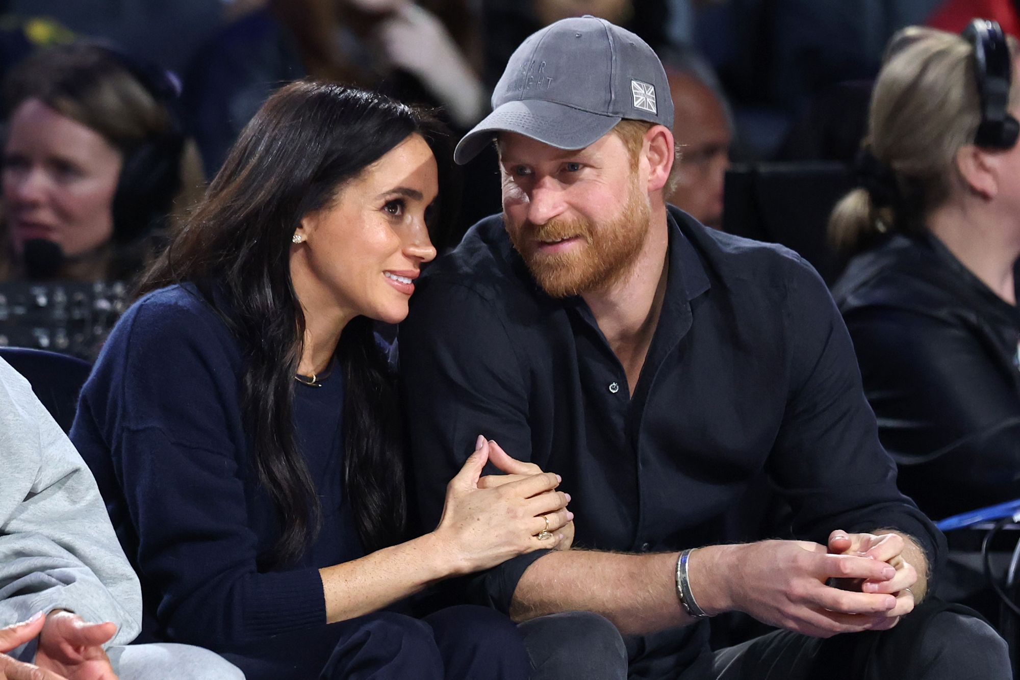 INGLEWOOD, CALIFORNIA - FEBRUARY 15: (L-R) Meghan, Duchess of Sussex and Prince Harry, Duke of Sussex attend the 75th NBA All-Star Game at Intuit Dome on February 15, 2026 in Inglewood, California. NOTE TO USER: User expressly acknowledges and agrees that, by downloading and or using this photograph, User is consenting to the terms and conditions of the Getty Images License Agreement. (Photo by Ronald Martinez/Getty Images)
