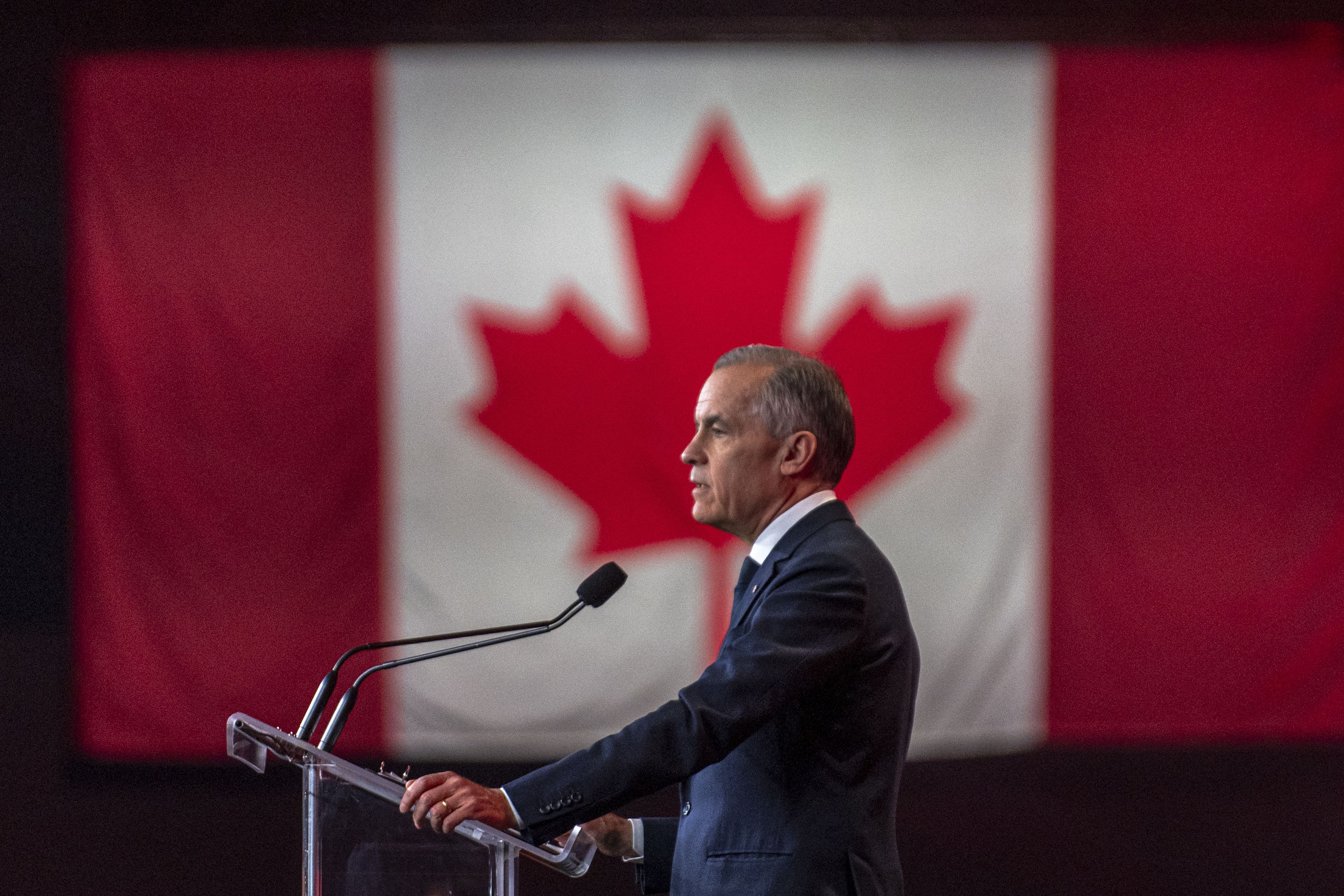 Canadian Prime Minister Mark Carney speaks during the 2026 Liberal National Convention in Montreal, Canada, on April 11.