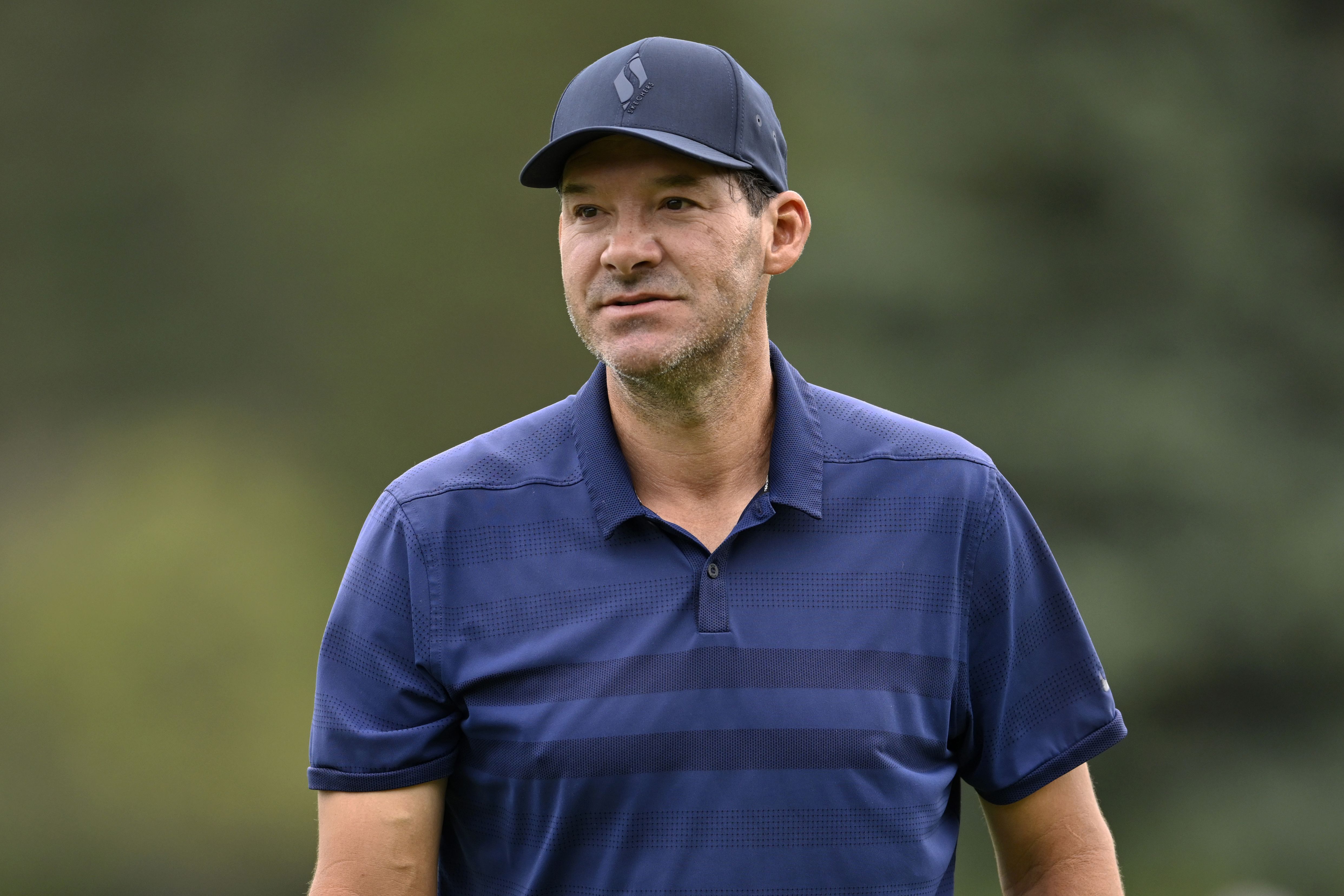 Tony Romo plays the final round of the American Century Championship, a celebrity golf tournament, in July.