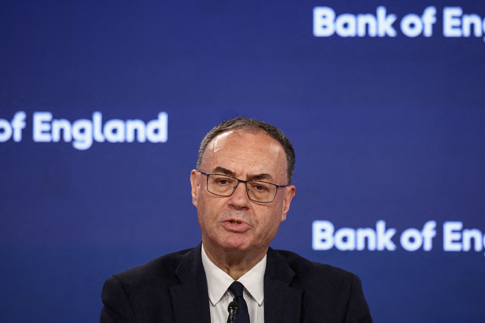 Andrew Bailey, Bank of England governor, speaks at a news conference in London last month.